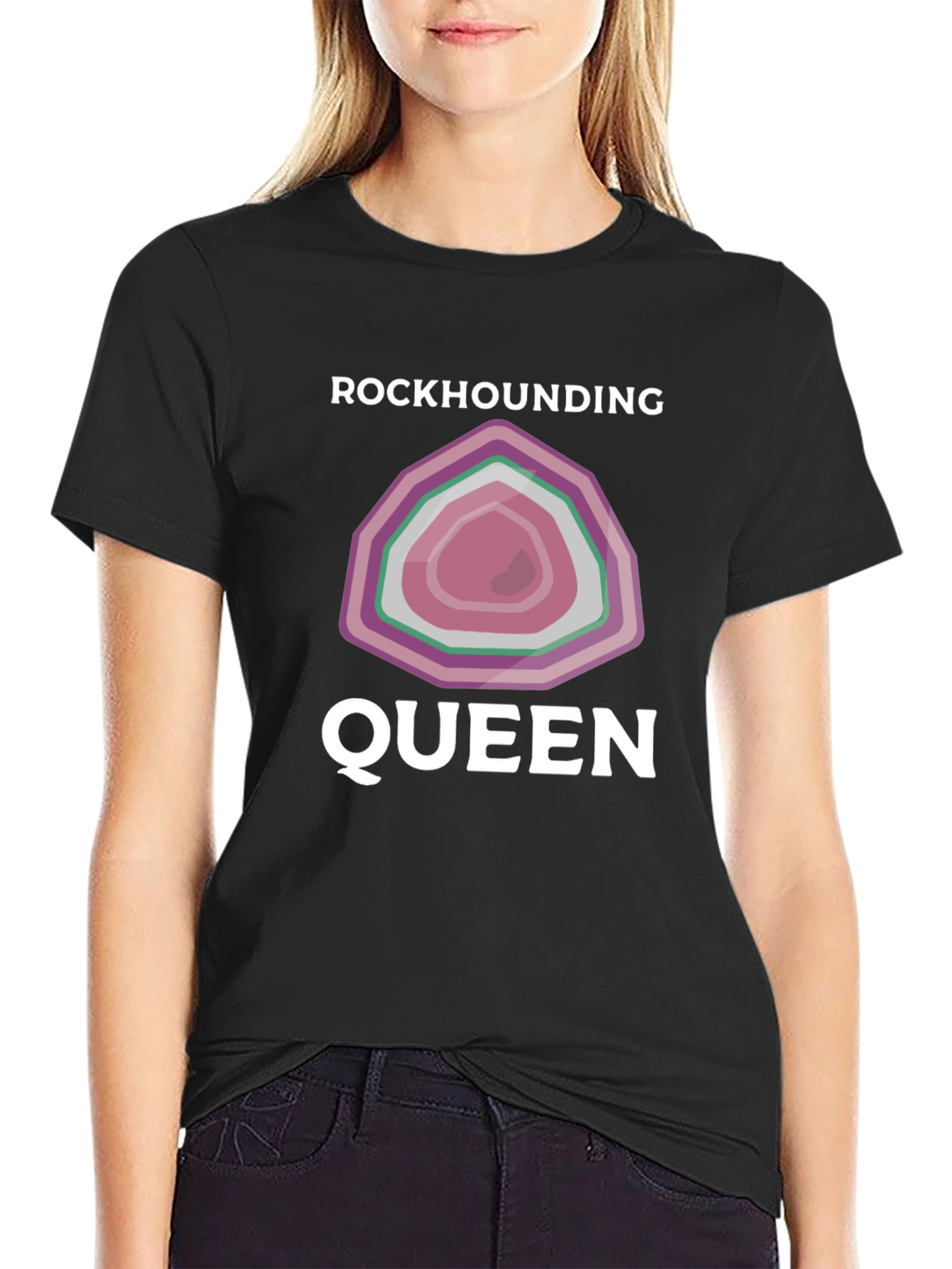 Rockhounding Queen T-Shirt - Gemstone Design