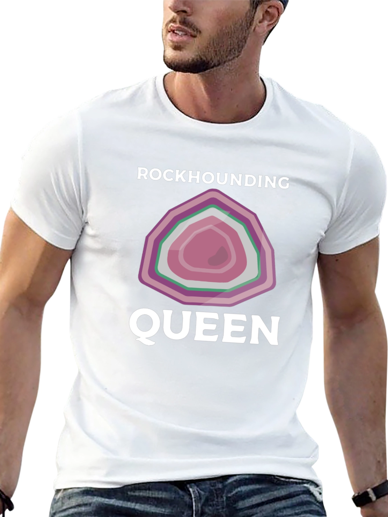 Rockhounding Queen T-Shirt - Gemstone Design