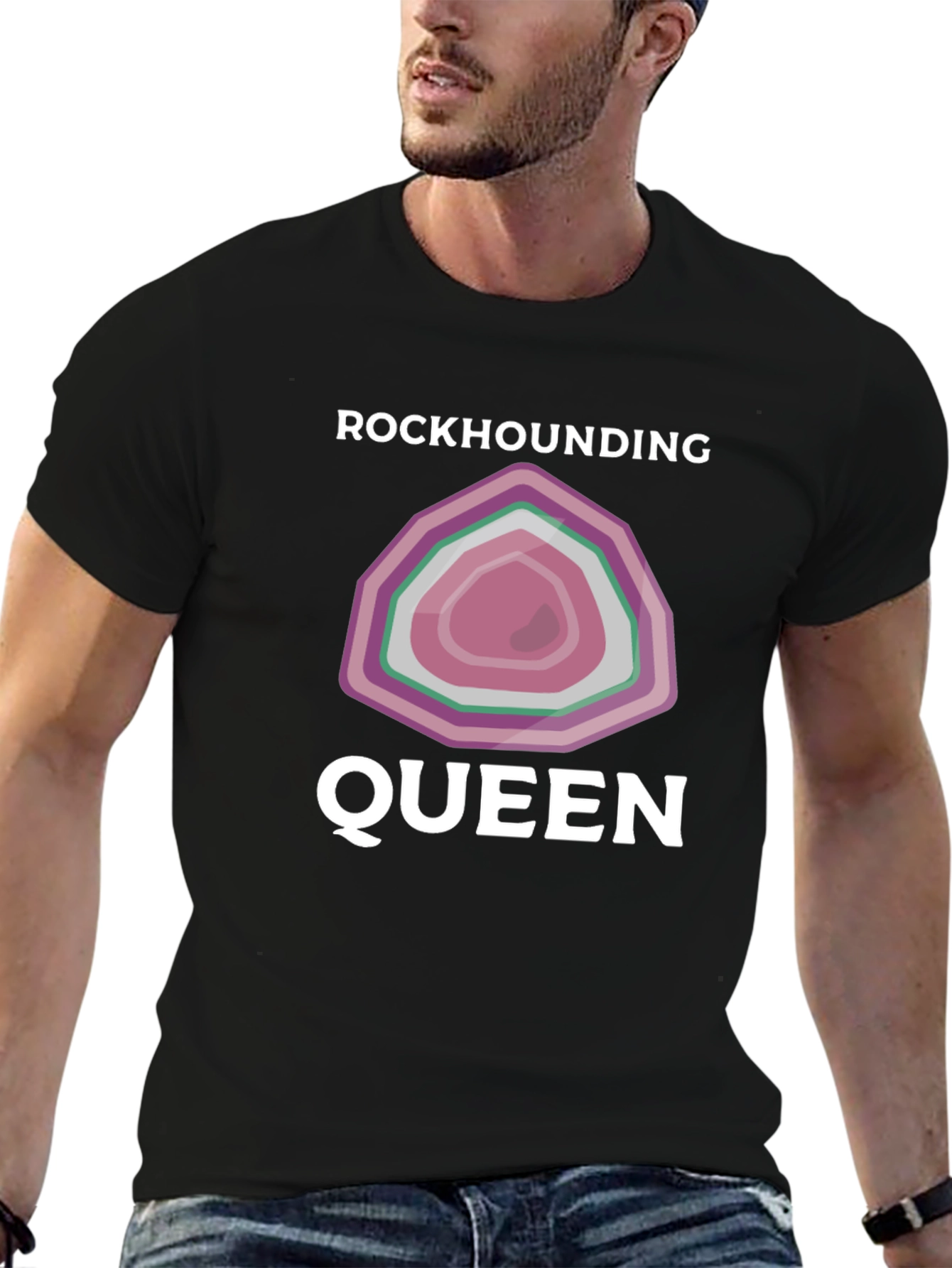 Rockhounding Queen T-Shirt - Gemstone Design