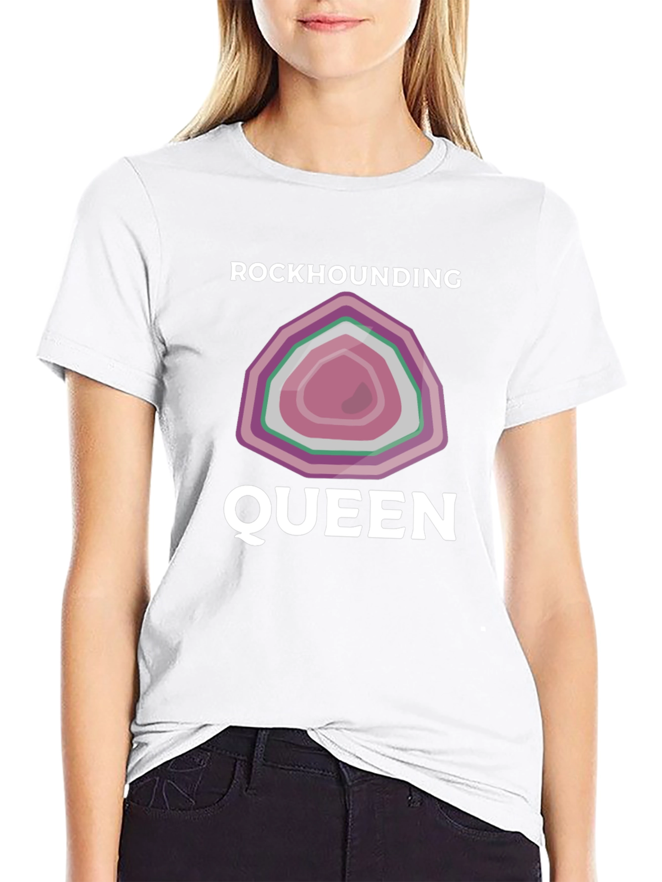 Rockhounding Queen T-Shirt - Gemstone Design