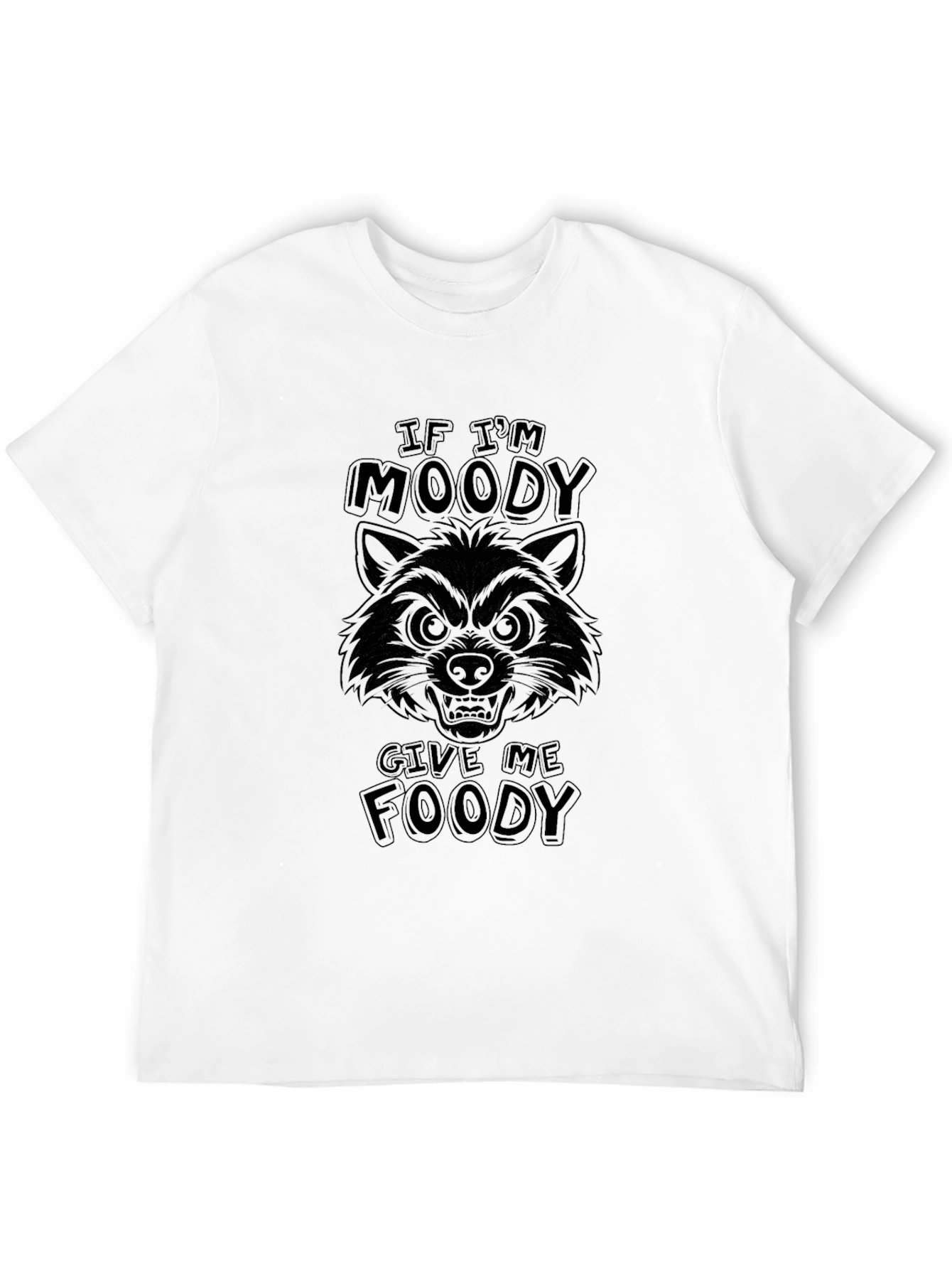 Moody Foody Black T-Shirt Funny Raccoon