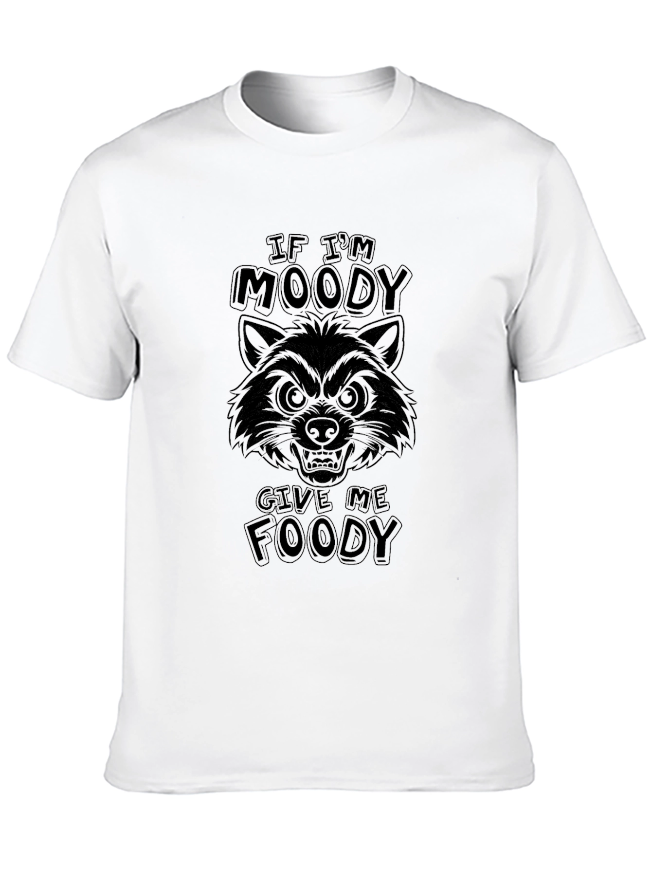 Moody Foody Black T-Shirt Funny Raccoon