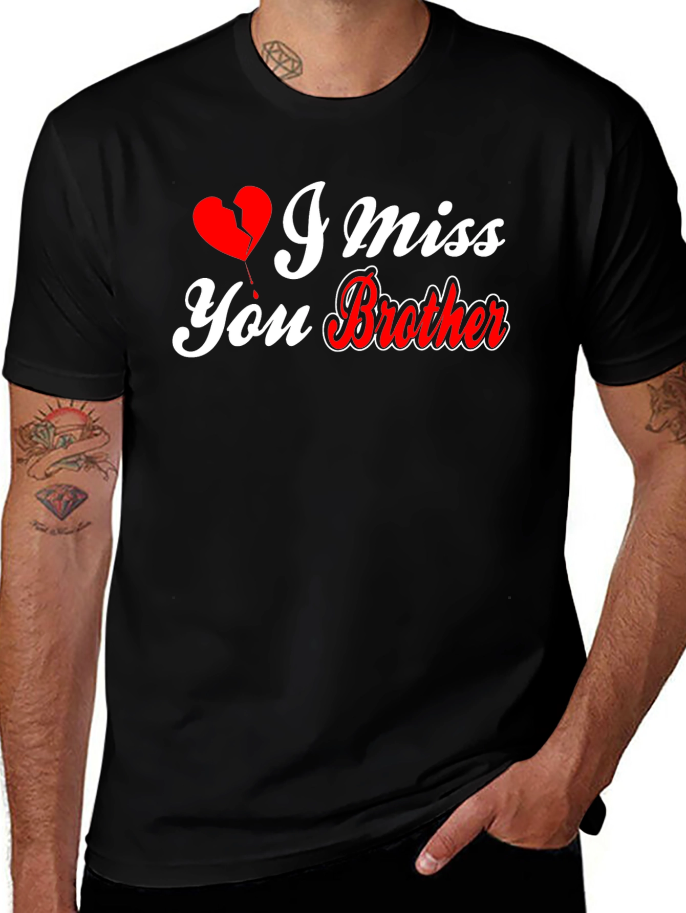 I Miss You Brother Graphic Tee - Black