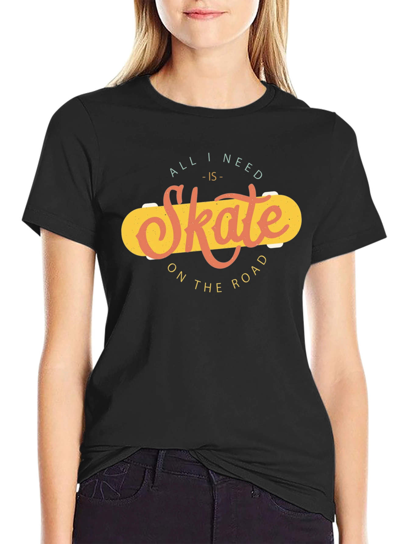 Skate On The Road Black T-Shirt