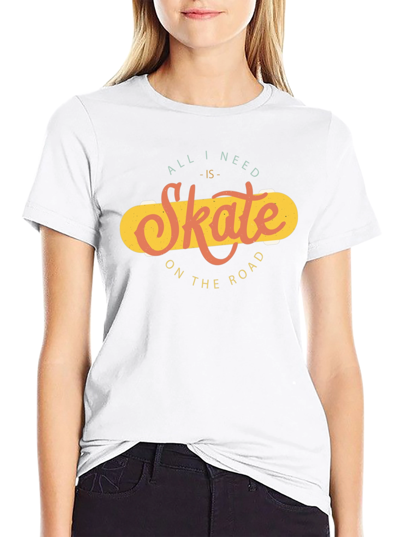 Skate On The Road Black T-Shirt