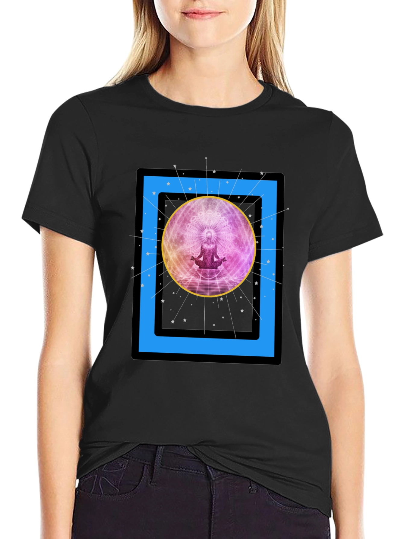 Zen Meditation Graphic T-Shirt - Cosmic Vibes