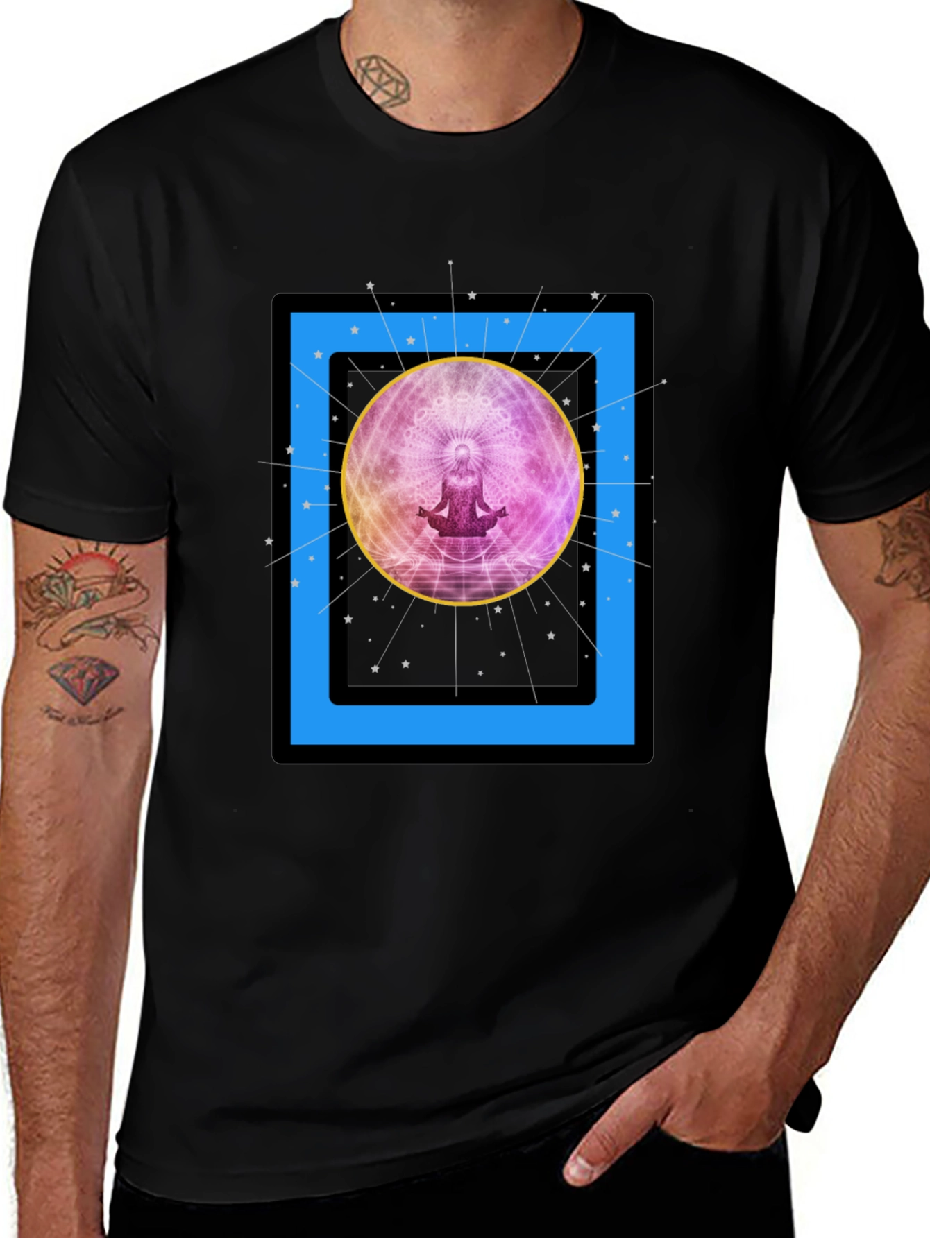 Zen Meditation Graphic T-Shirt - Cosmic Vibes