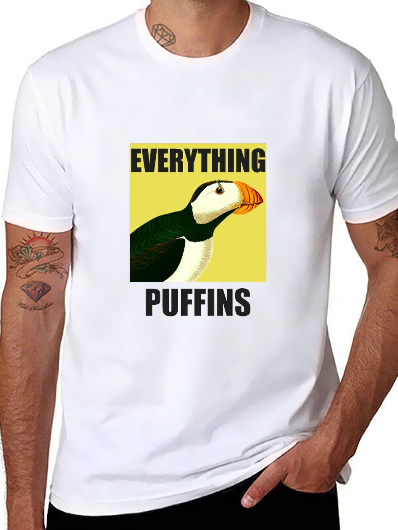 Everything Puffin Graphic Tee - Black Cotton T-Shirt