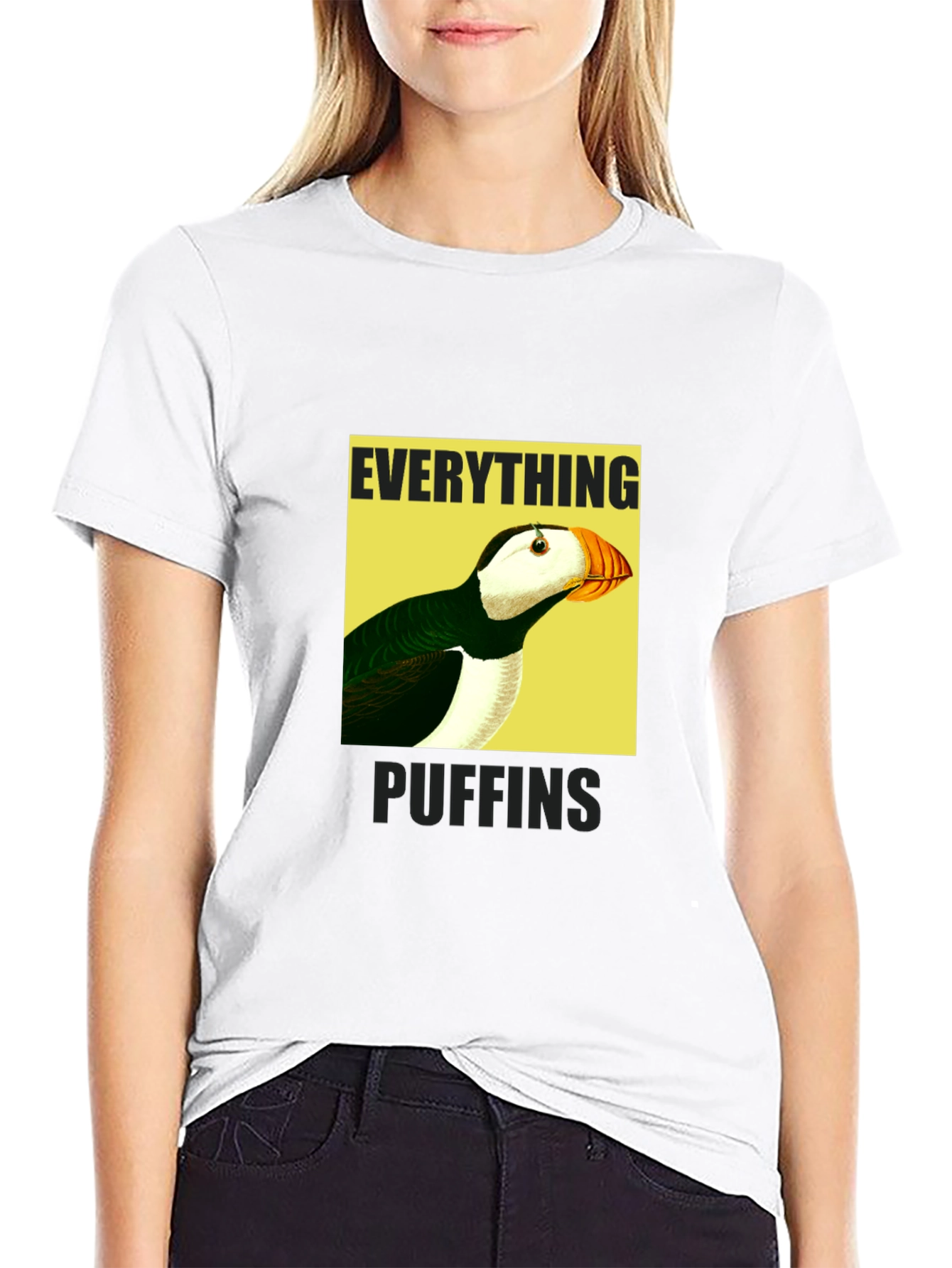 Everything Puffin Graphic Tee - Black Cotton T-Shirt
