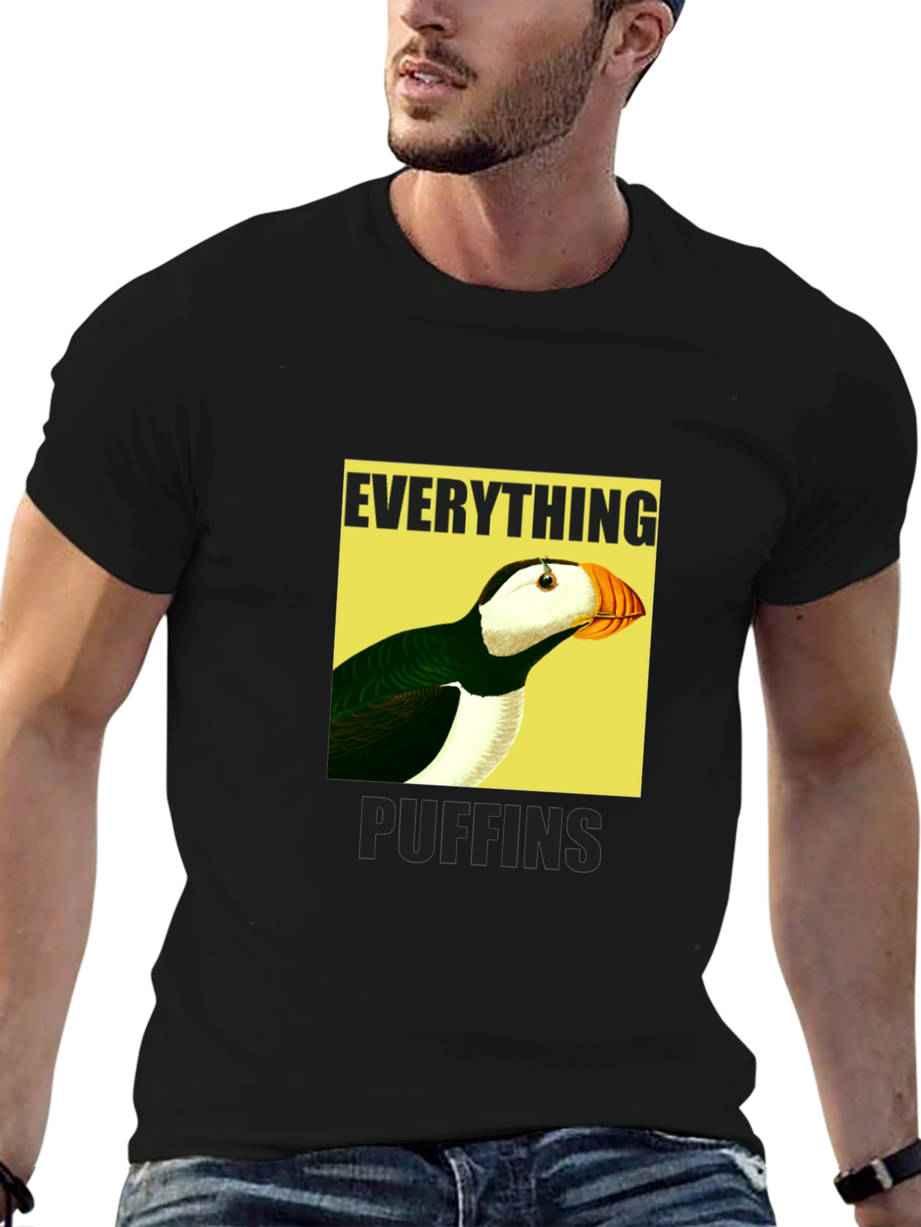 Everything Puffin Graphic Tee - Black Cotton T-Shirt