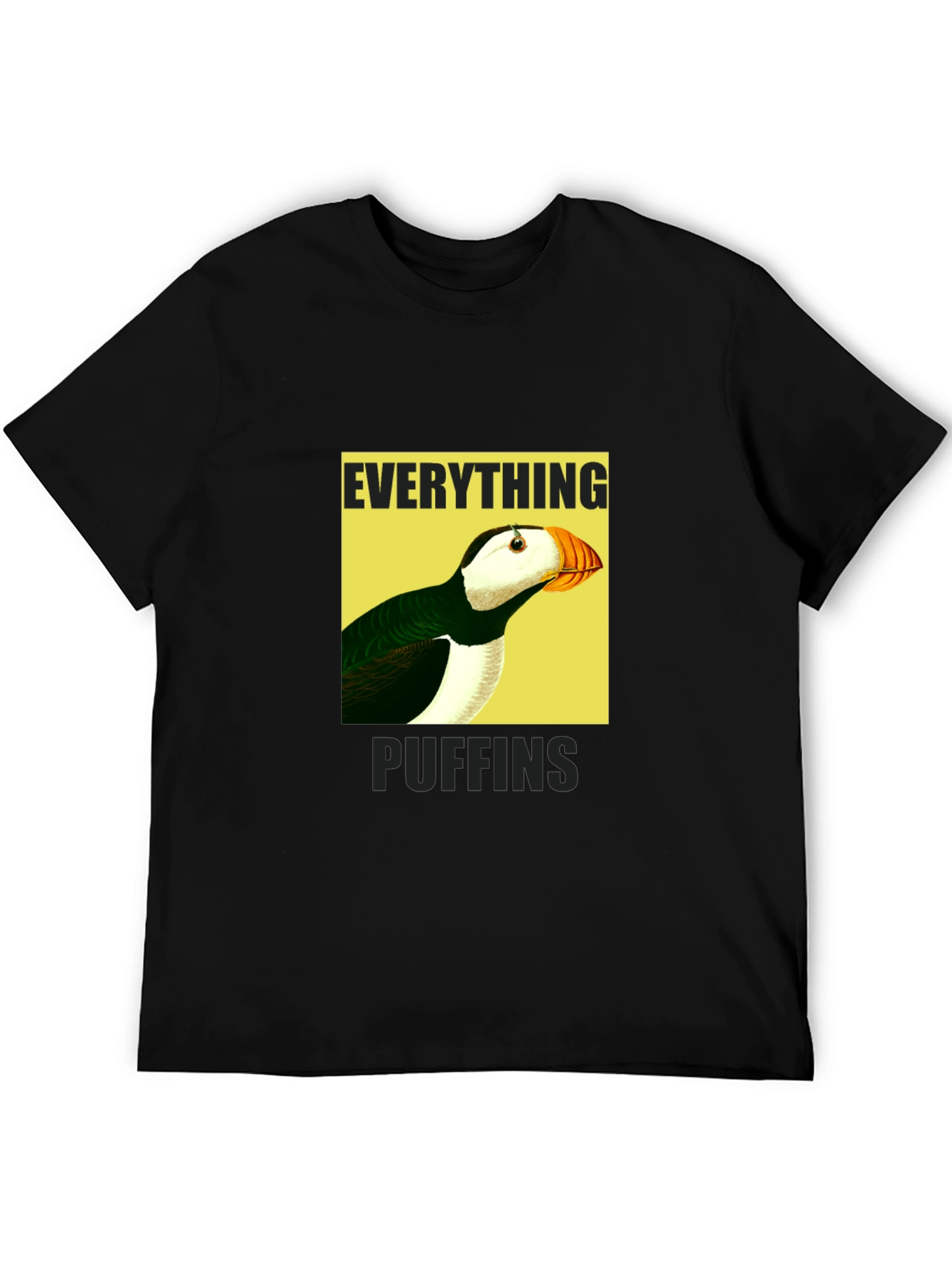 Everything Puffin Graphic Tee - Black Cotton T-Shirt