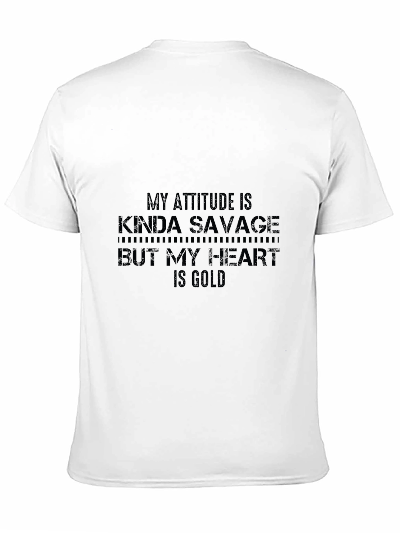 Savage Attitude Gold Heart Black Graphic T-Shirt