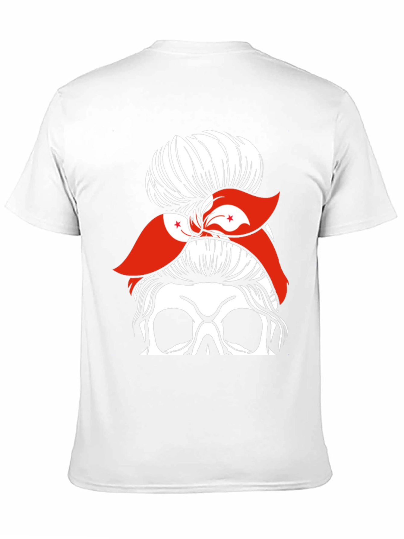 Messy Bun Skull Hong Kong Flag Graphic Tee