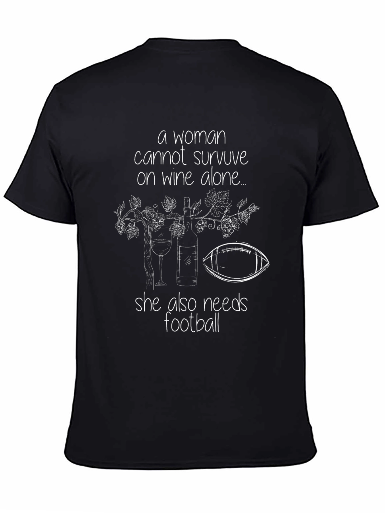 Wine and Football Lover T-Shirt - Womens Graphic Tee