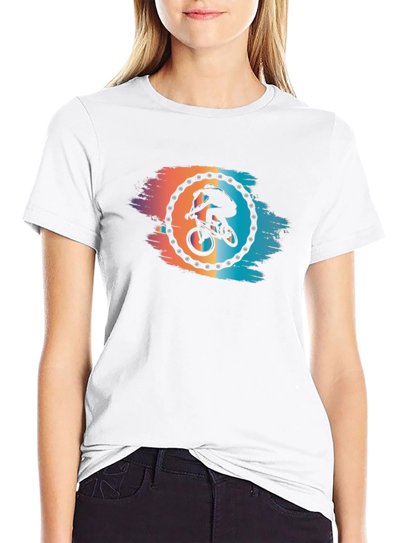 Mountain Bike Graphic Tee - Black Cotton Blend