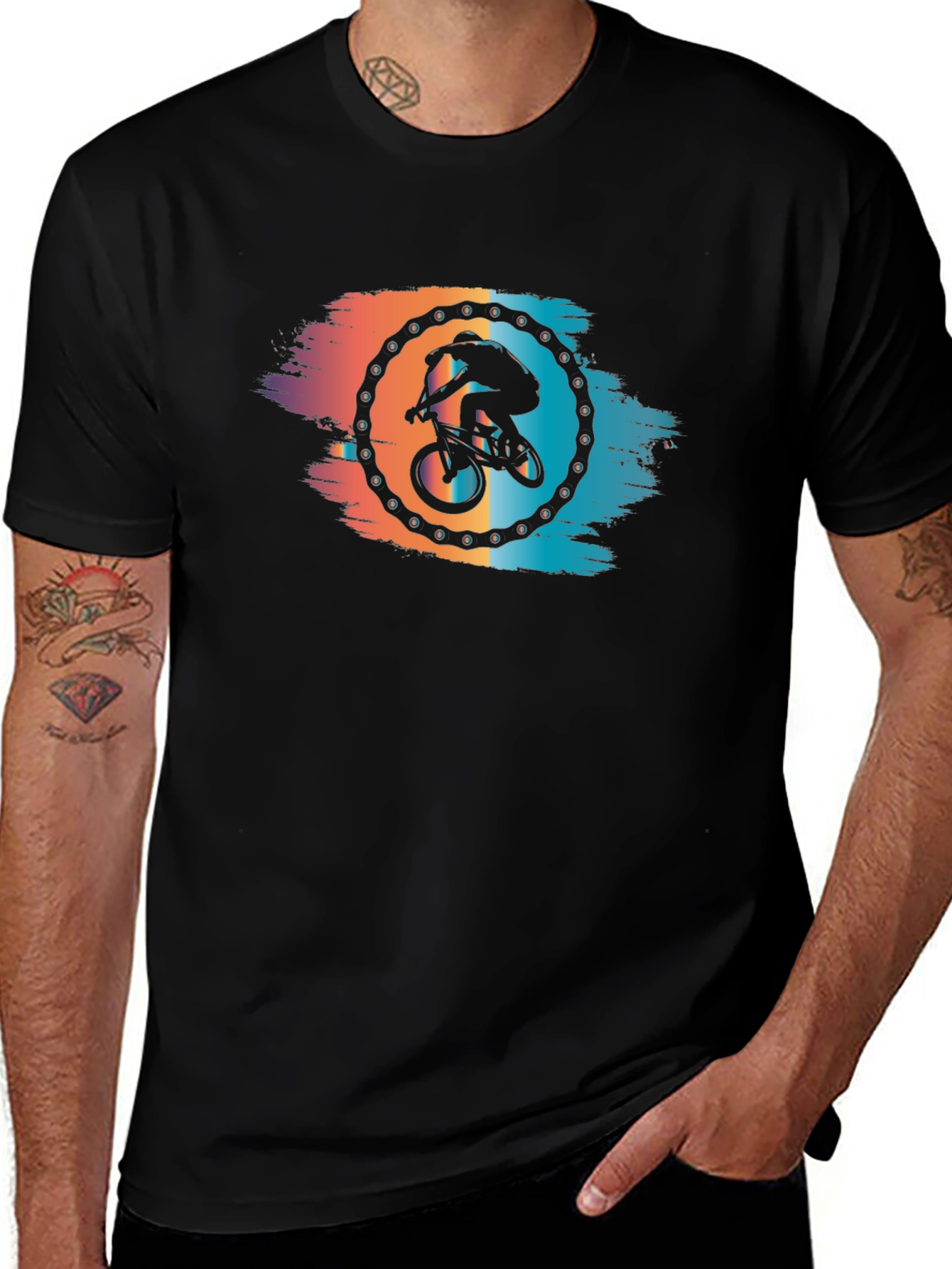 Mountain Bike Graphic Tee - Black Cotton Blend