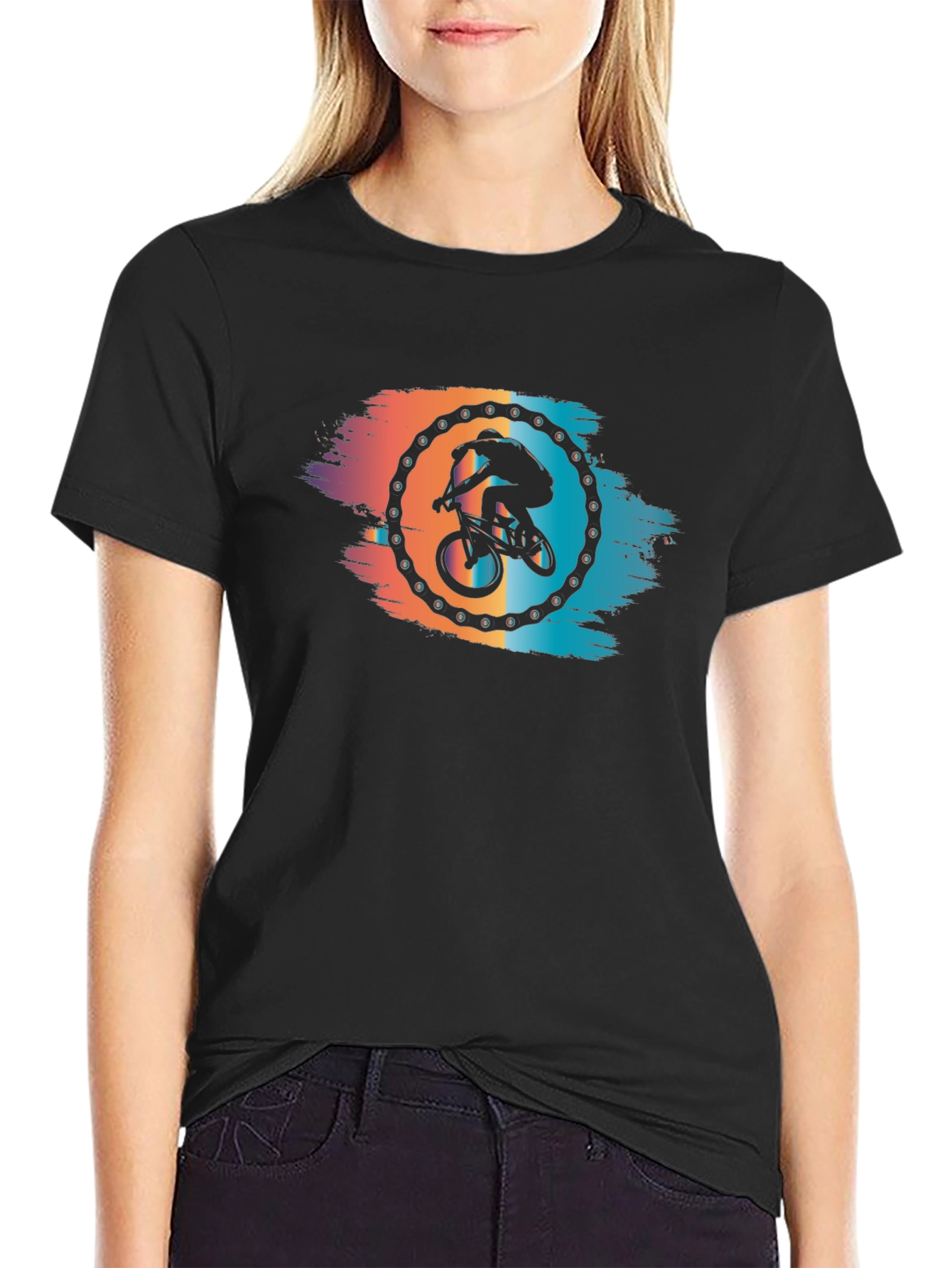 Mountain Bike Graphic Tee - Black Cotton Blend