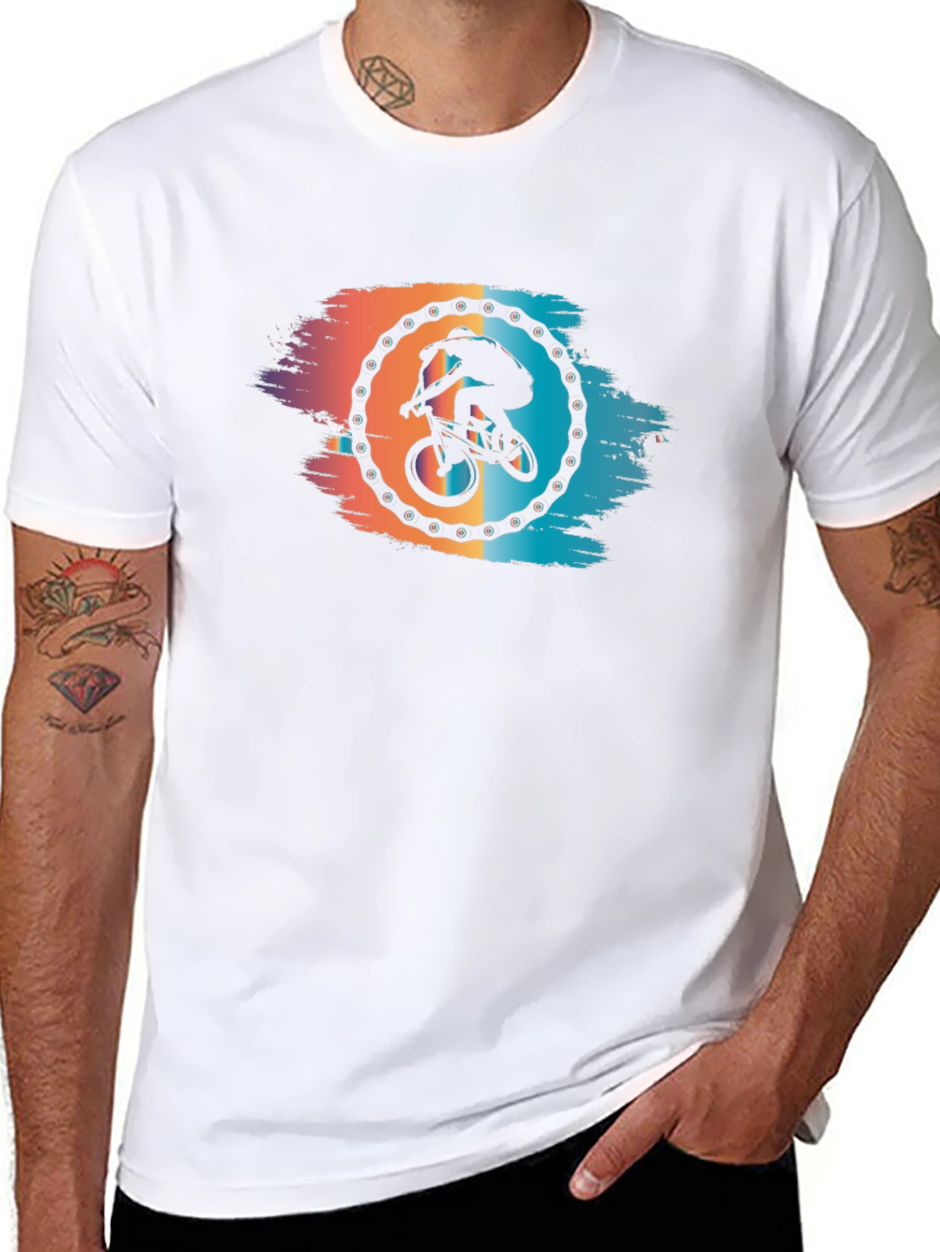 Mountain Bike Graphic Tee - Black Cotton Blend