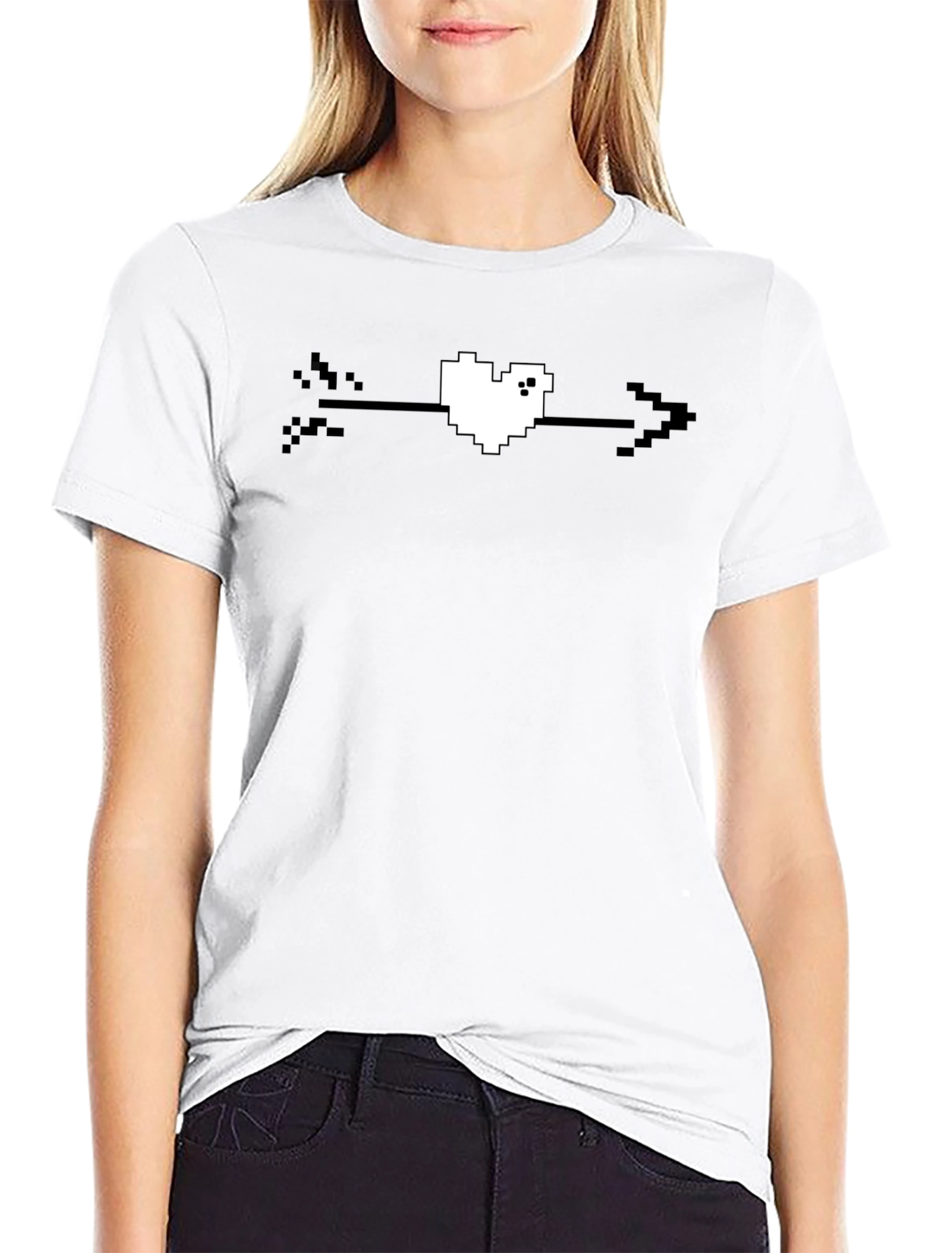 Pixel Heart Arrow T-Shirt - Black Graphic Tee