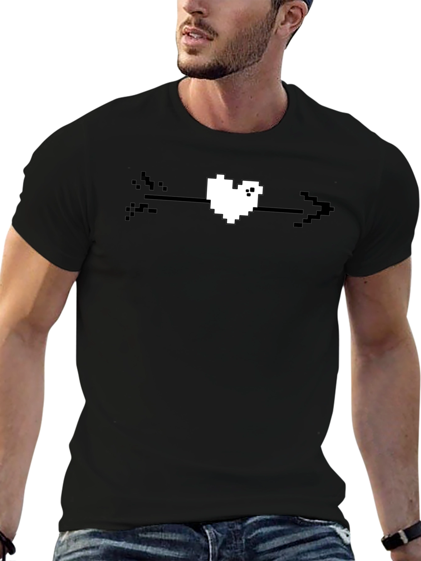 Pixel Heart Arrow T-Shirt - Black Graphic Tee