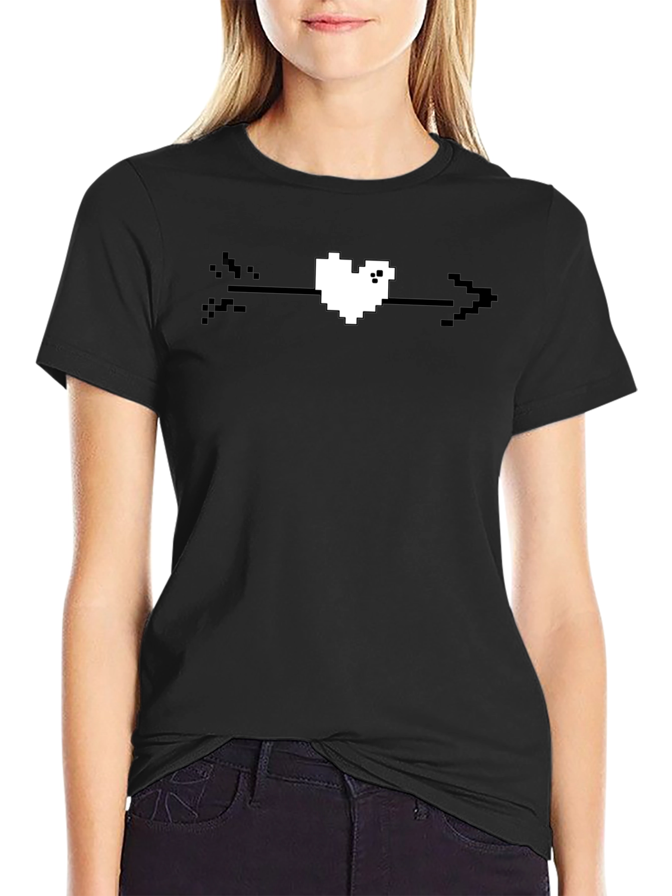 Pixel Heart Arrow T-Shirt - Black Graphic Tee