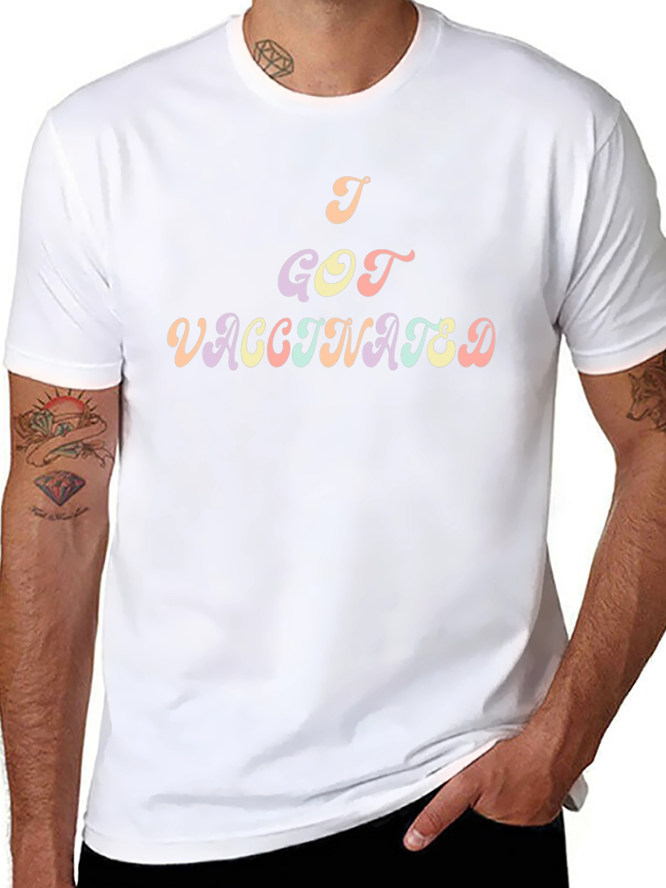 I Got Vaccinated T-Shirt - Black Crew Neck