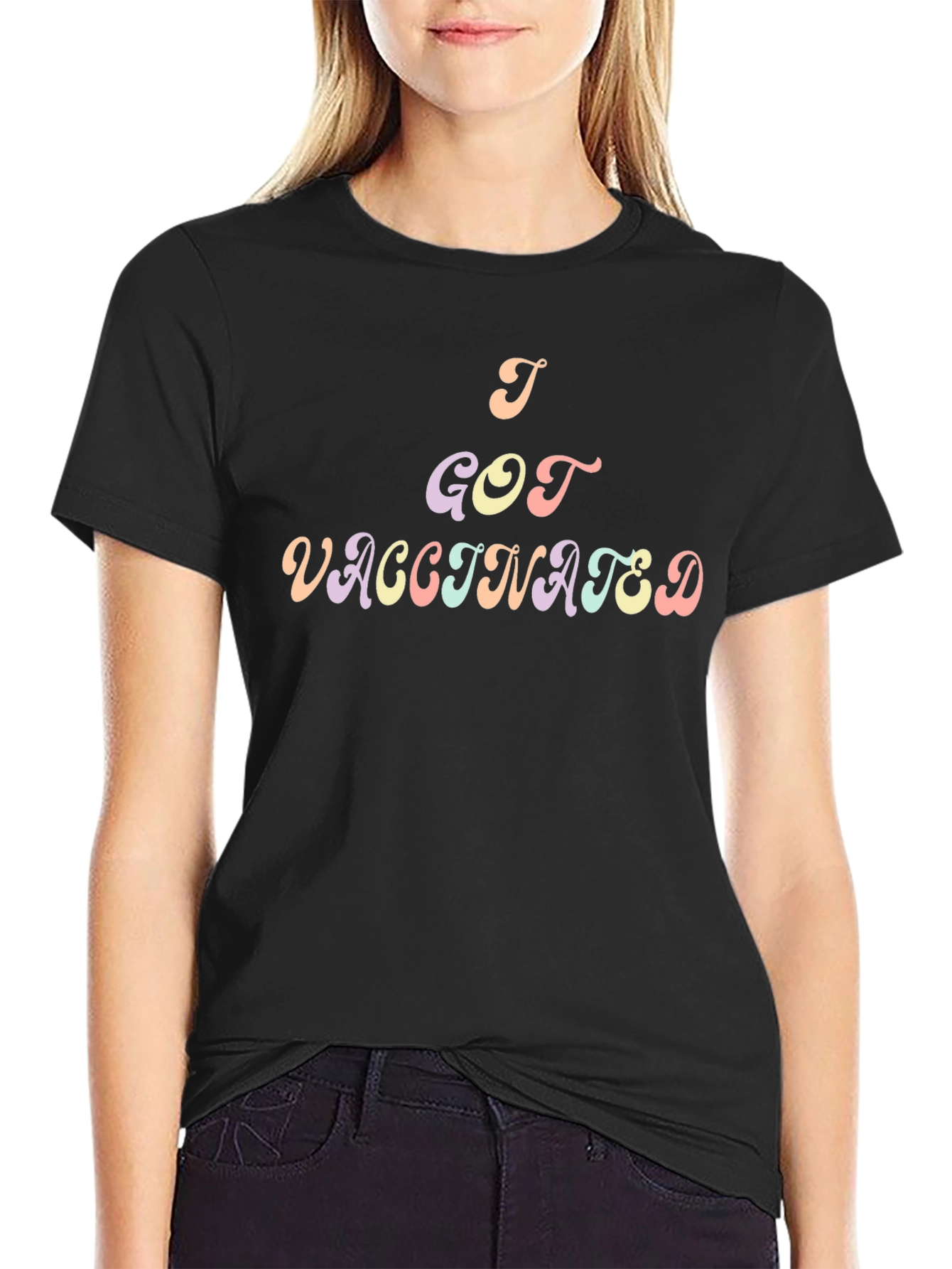 I Got Vaccinated T-Shirt - Black Crew Neck
