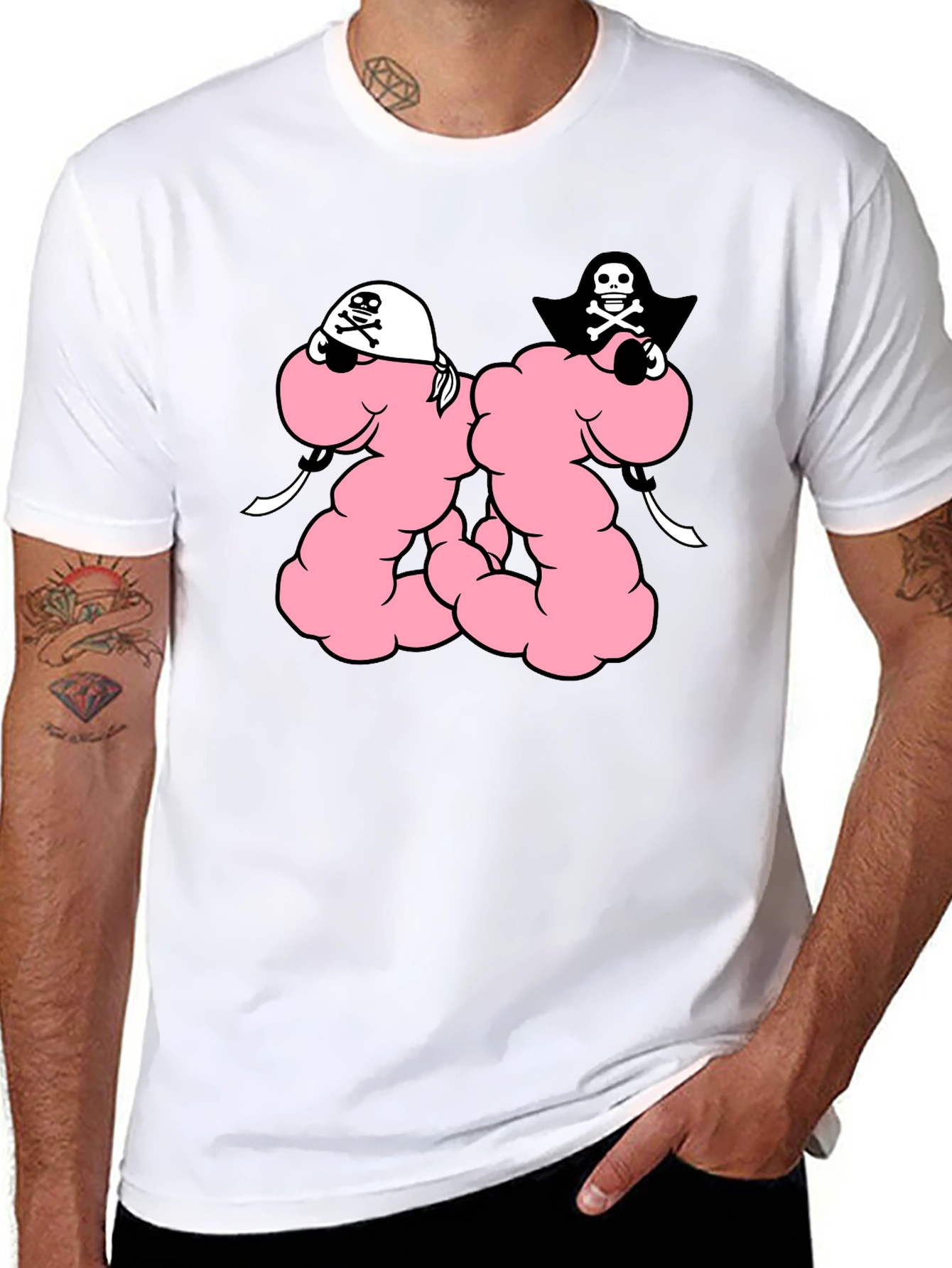 Funny Pirate Worm T-Shirt - Black Cotton Tee