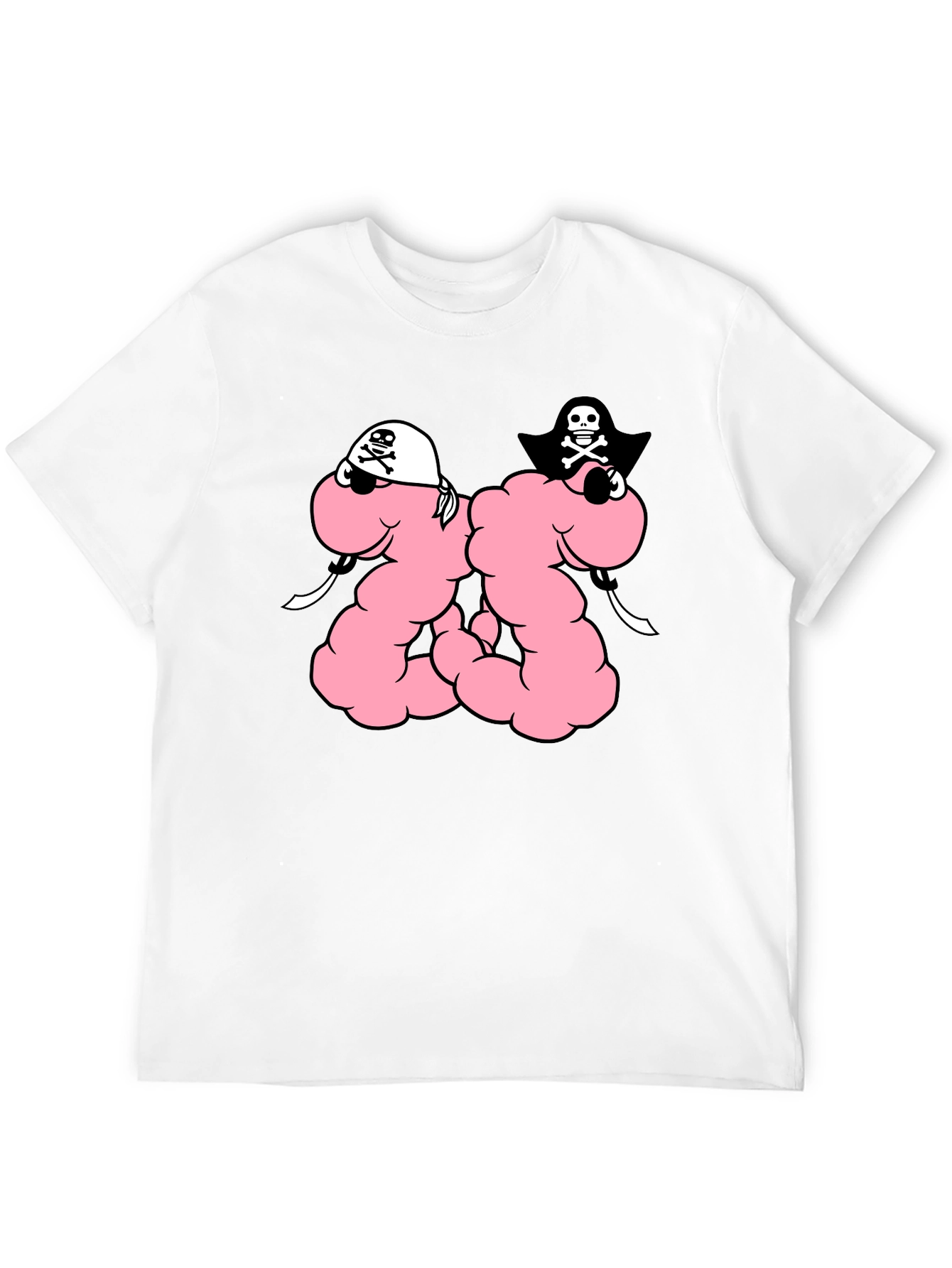 Funny Pirate Worm T-Shirt - Black Cotton Tee