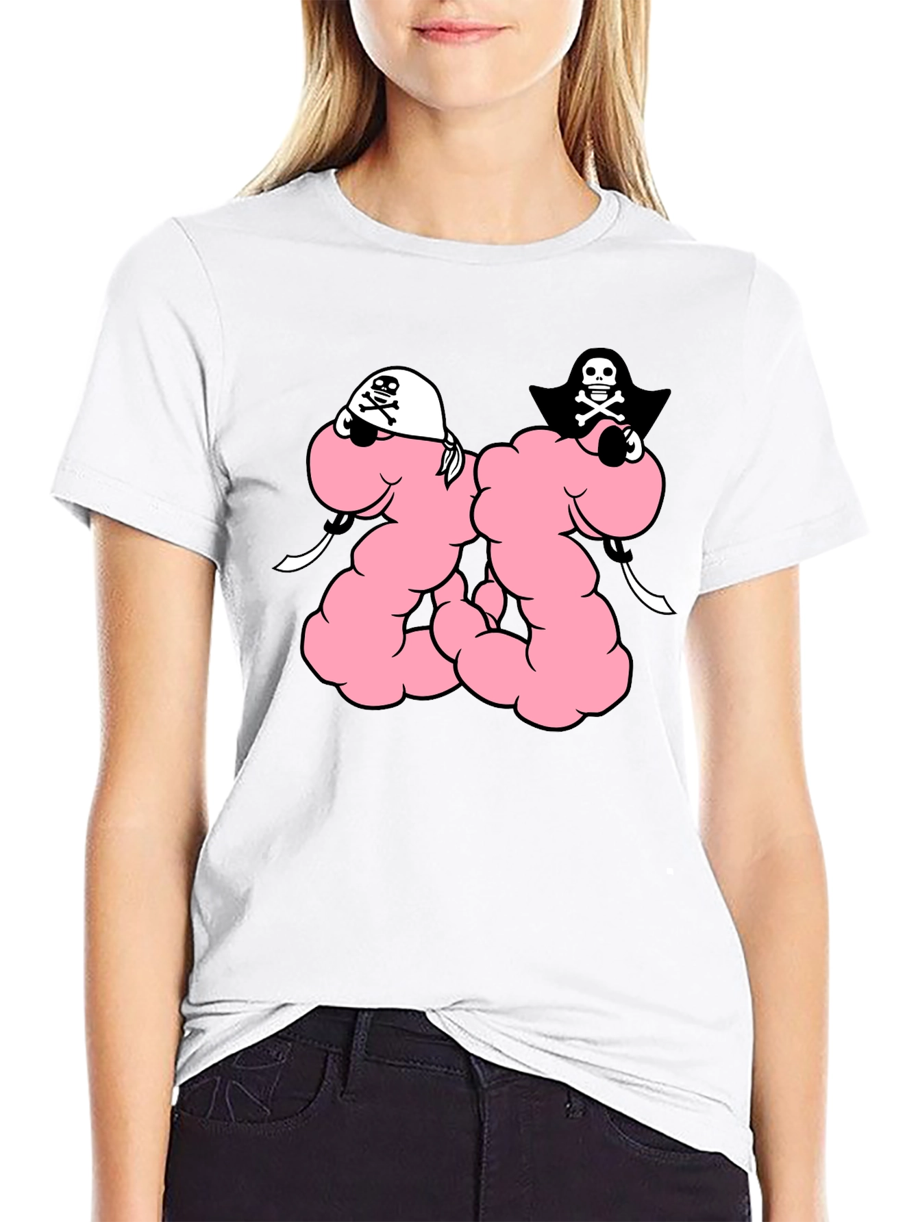 Funny Pirate Worm T-Shirt - Black Cotton Tee