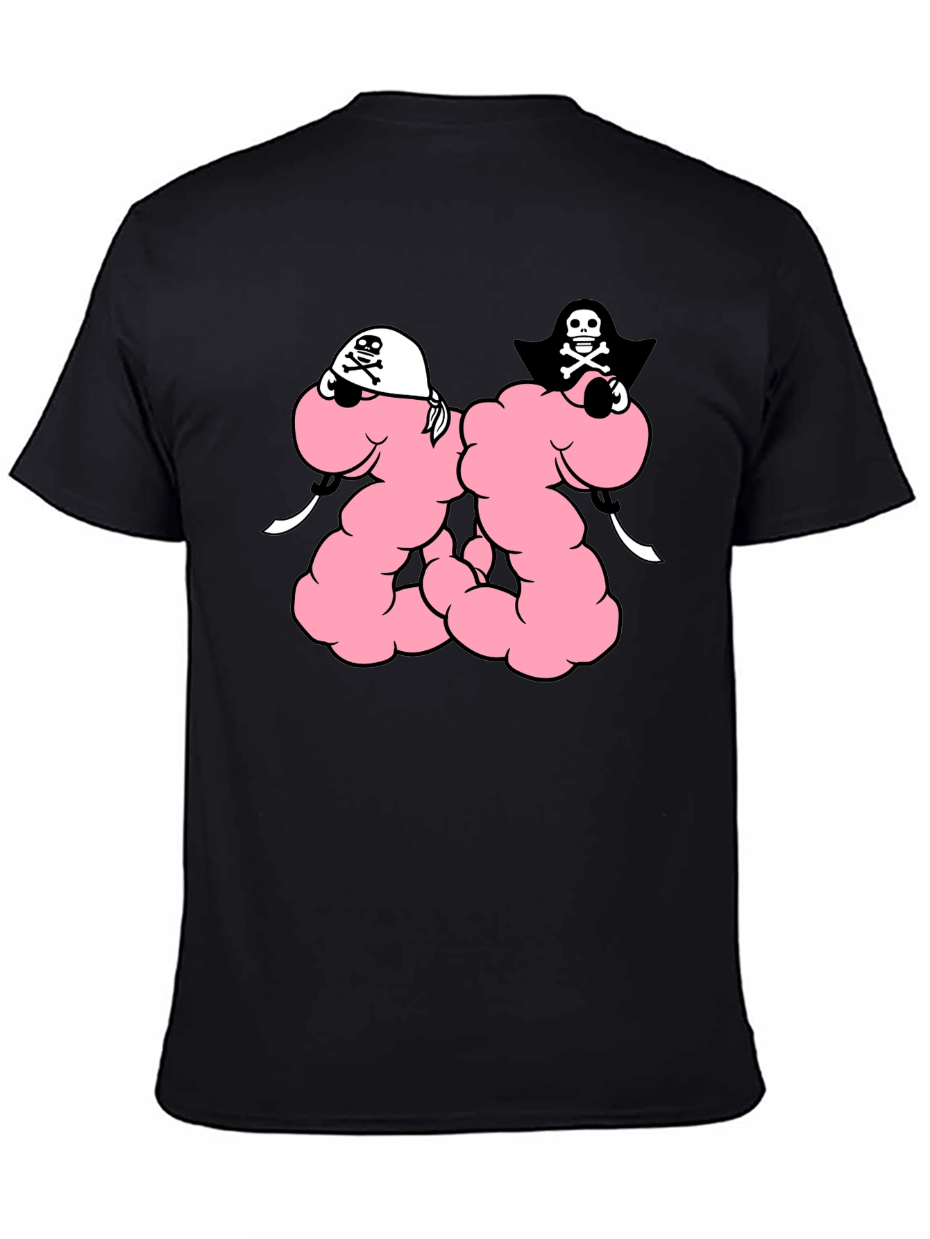 Funny Pirate Worm T-Shirt - Black Cotton Tee