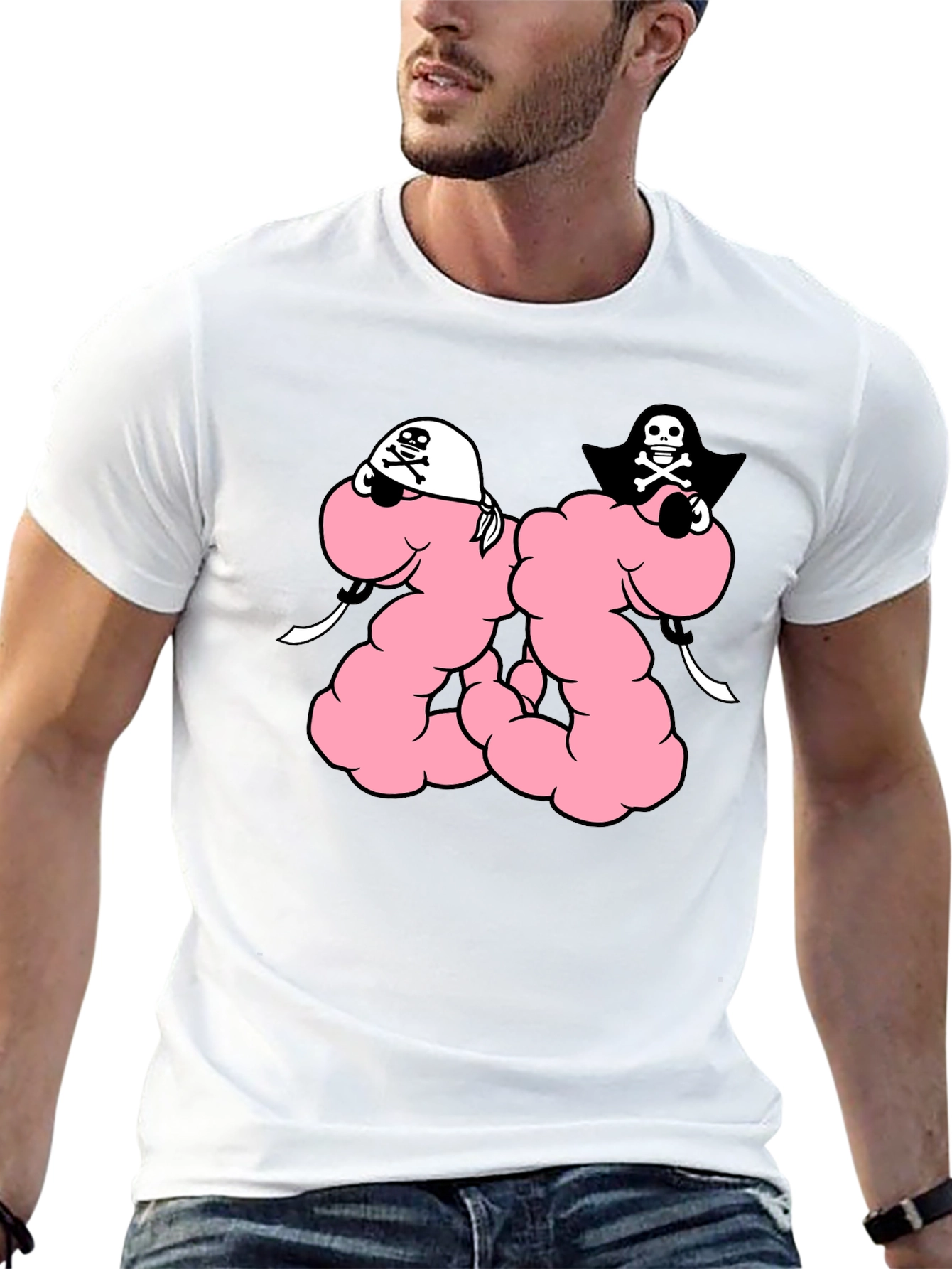 Funny Pirate Worm T-Shirt - Black Cotton Tee