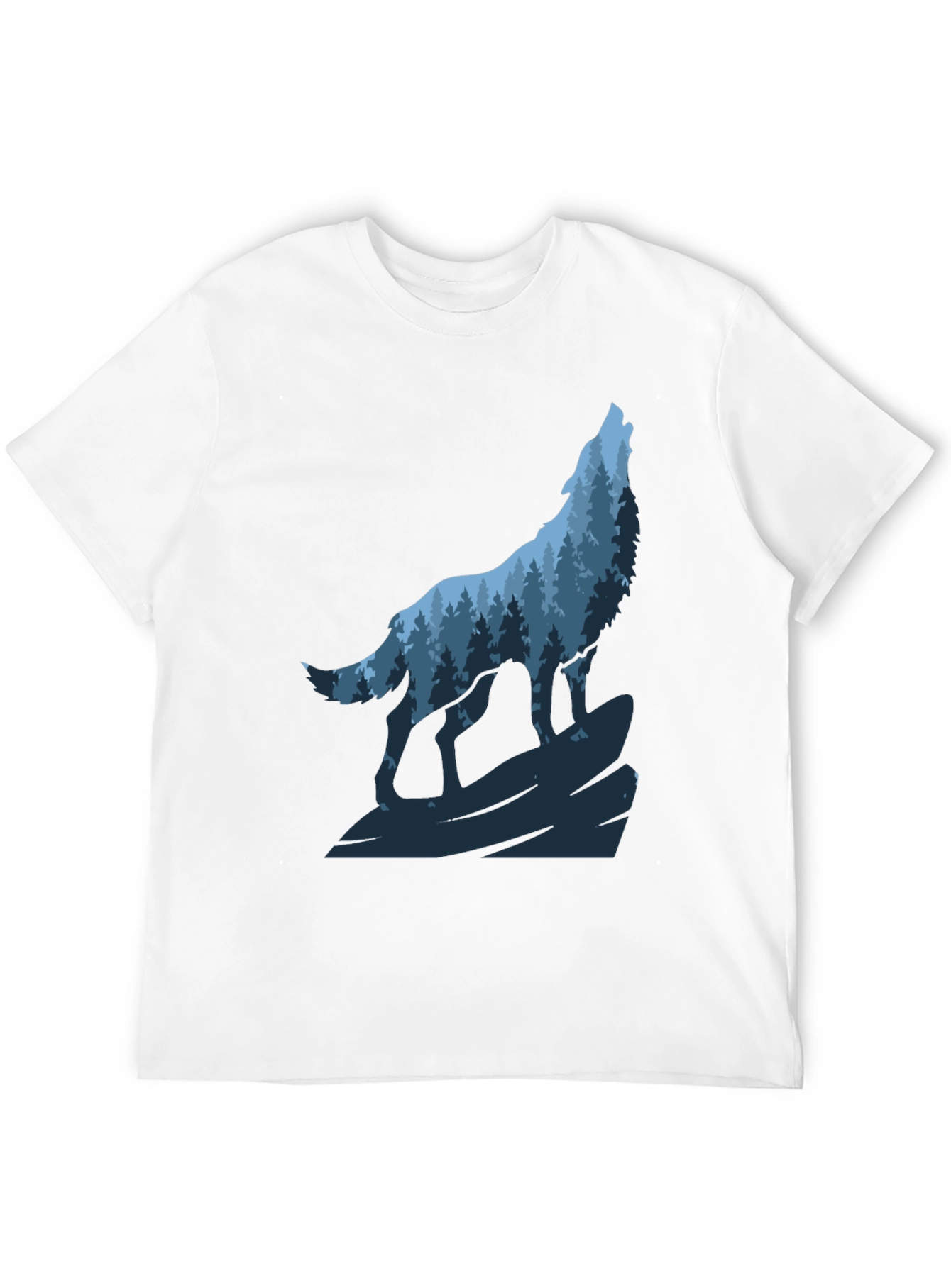 Wolf Howling Forest Graphic Tee - Black