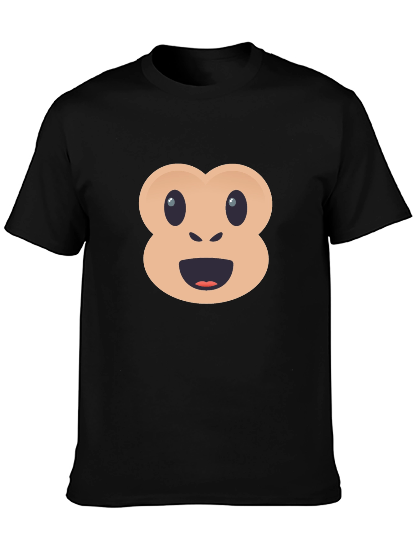 Funny Monkey Emoji Black T-Shirt