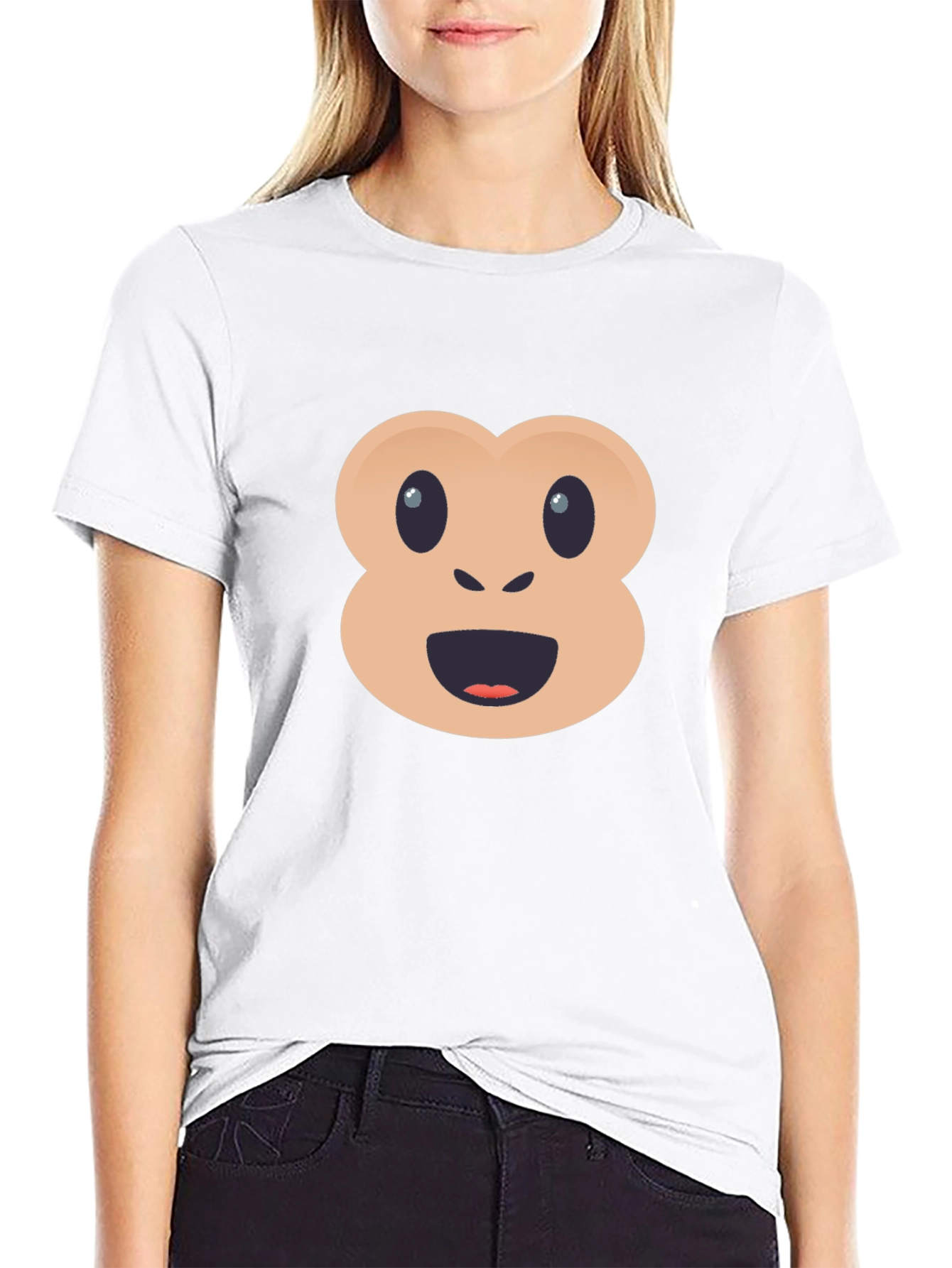 Funny Monkey Emoji Black T-Shirt