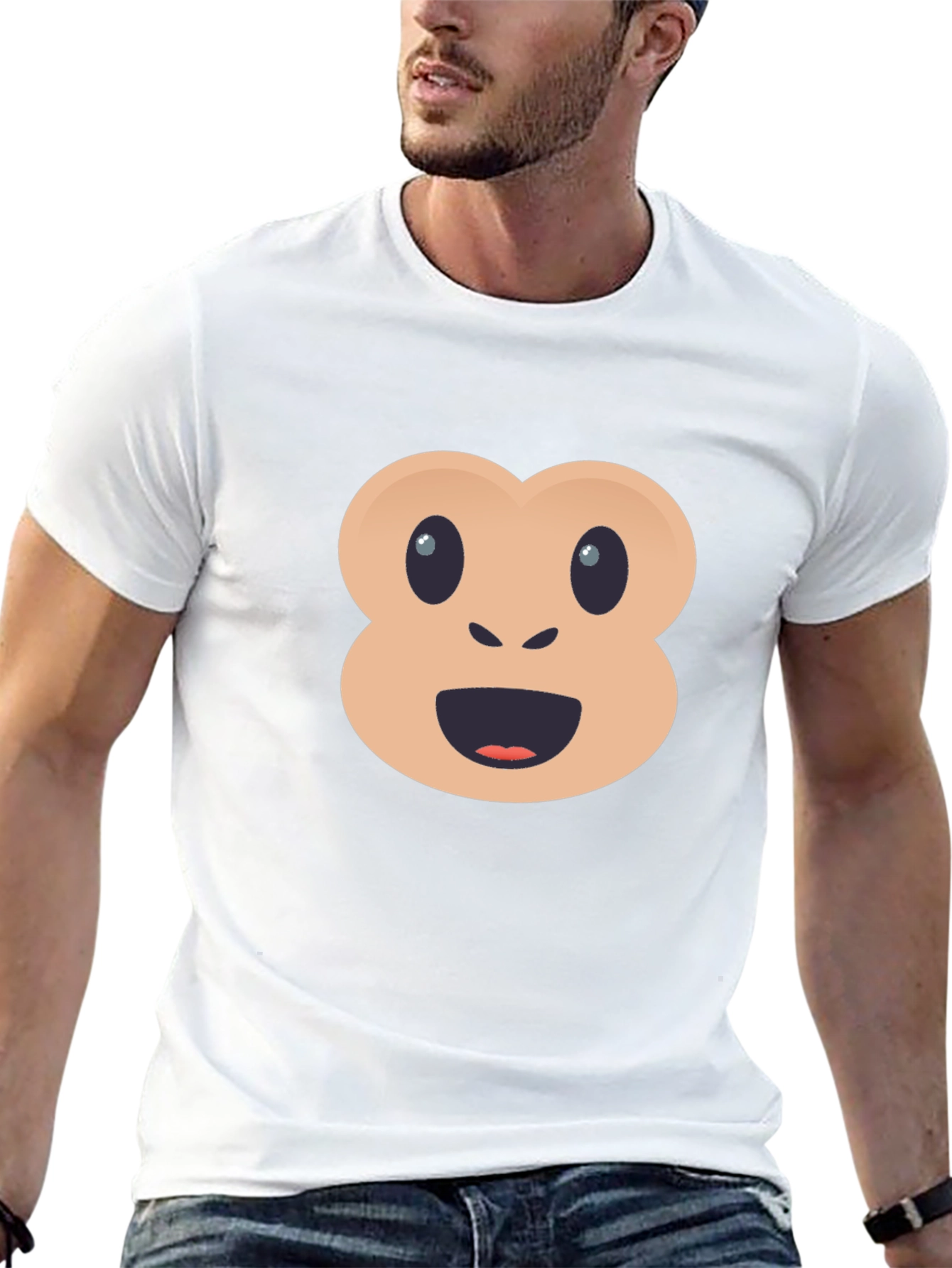 Funny Monkey Emoji Black T-Shirt