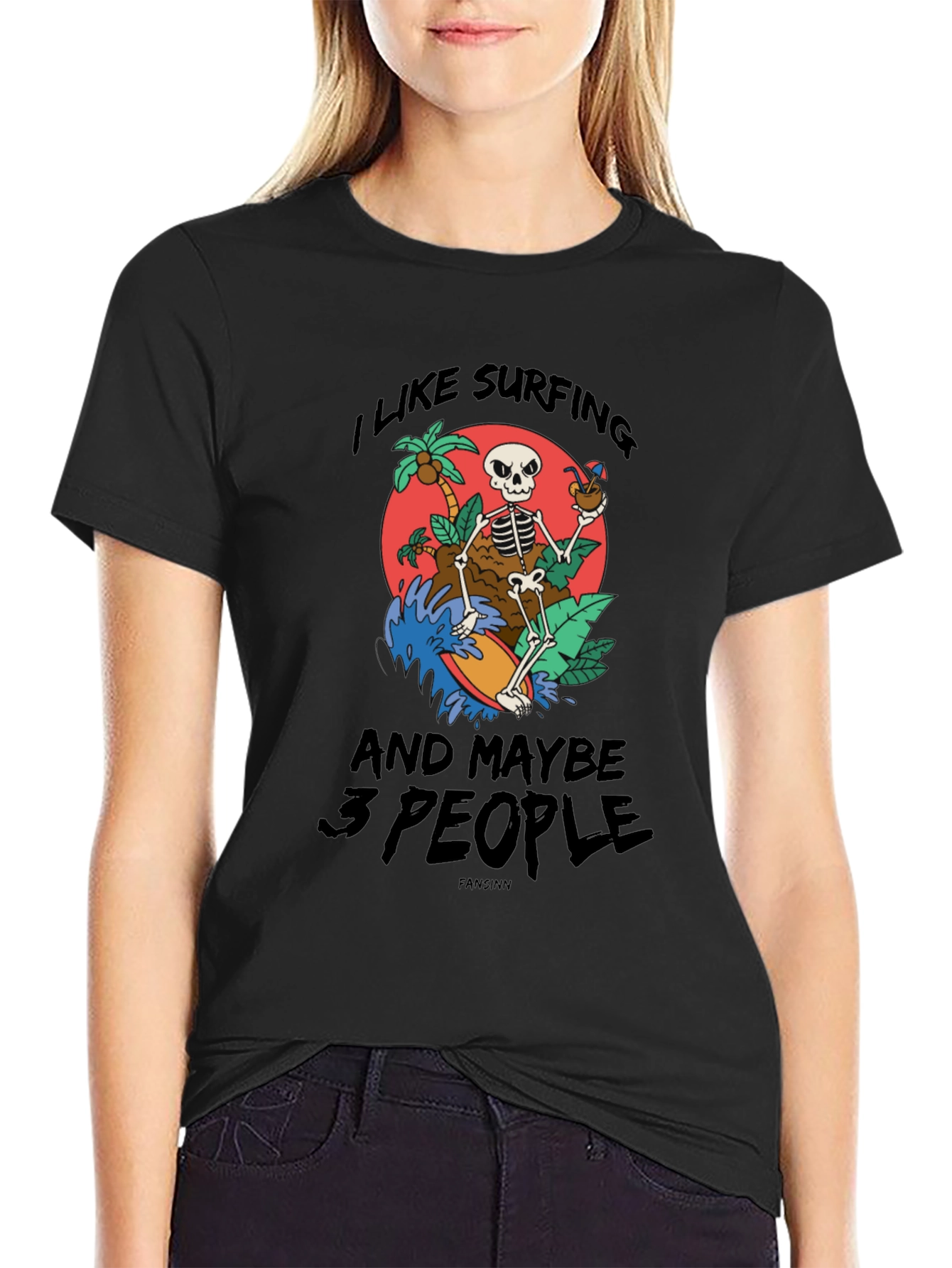 Surfing Skeleton Graphic Tee