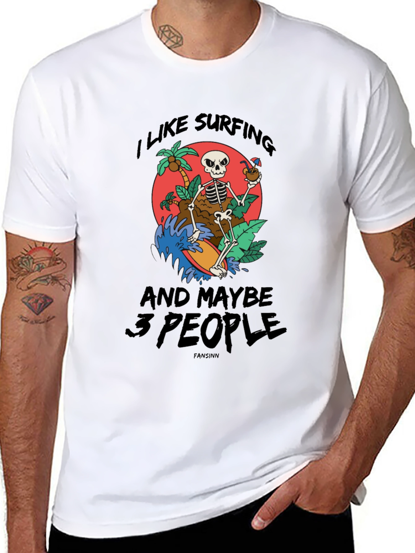 Surfing Skeleton Graphic Tee