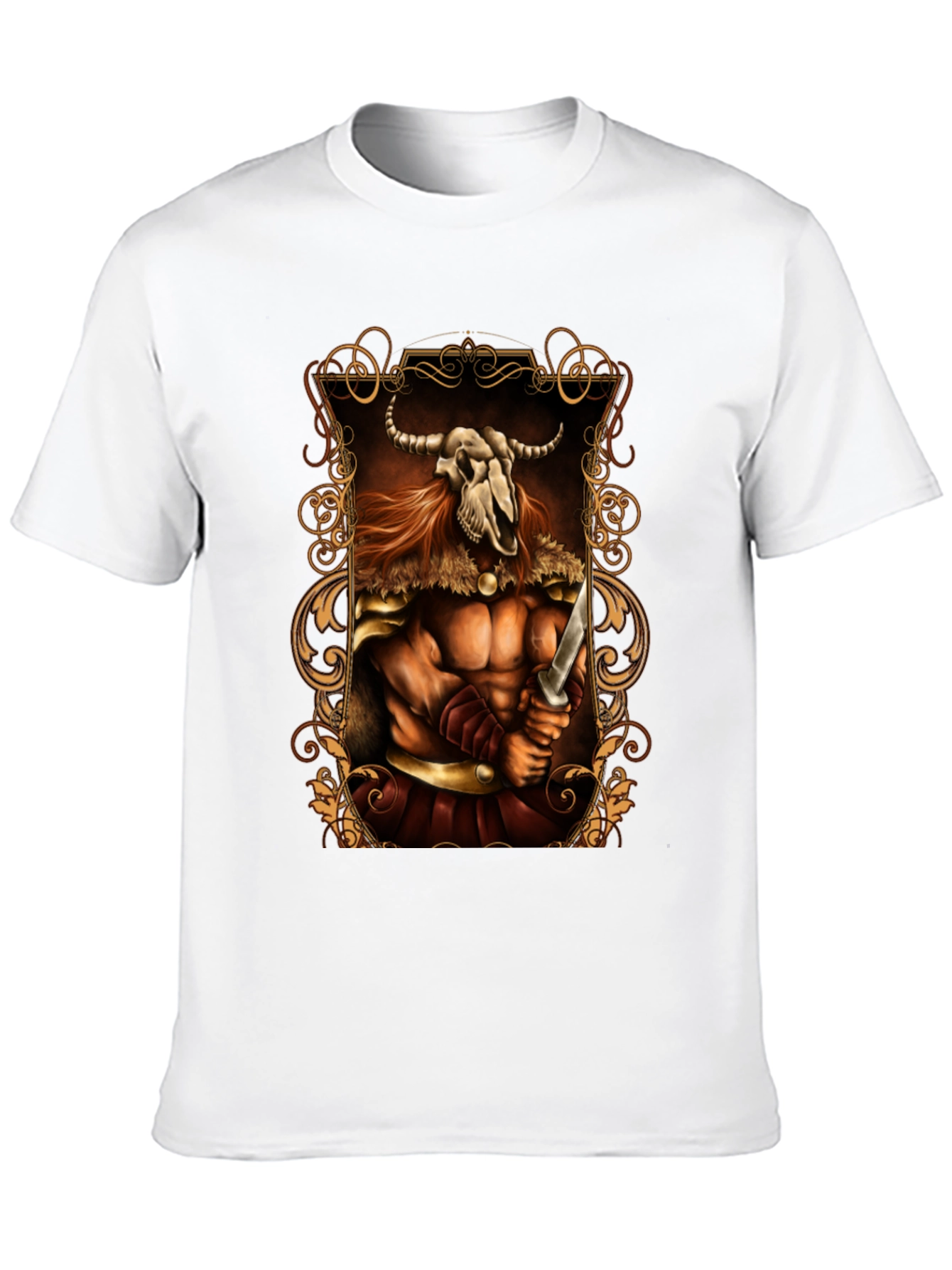 Viking Warrior Graphic Print Black T-Shirt