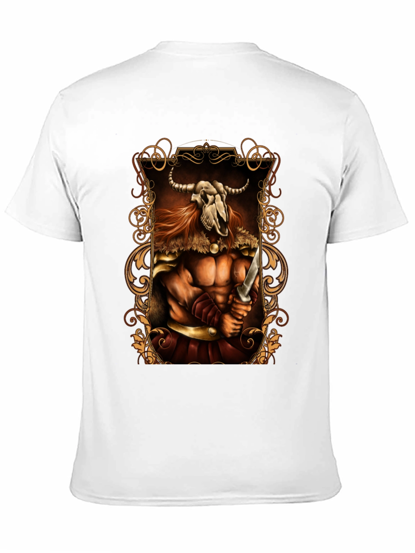 Viking Warrior Graphic Print Black T-Shirt