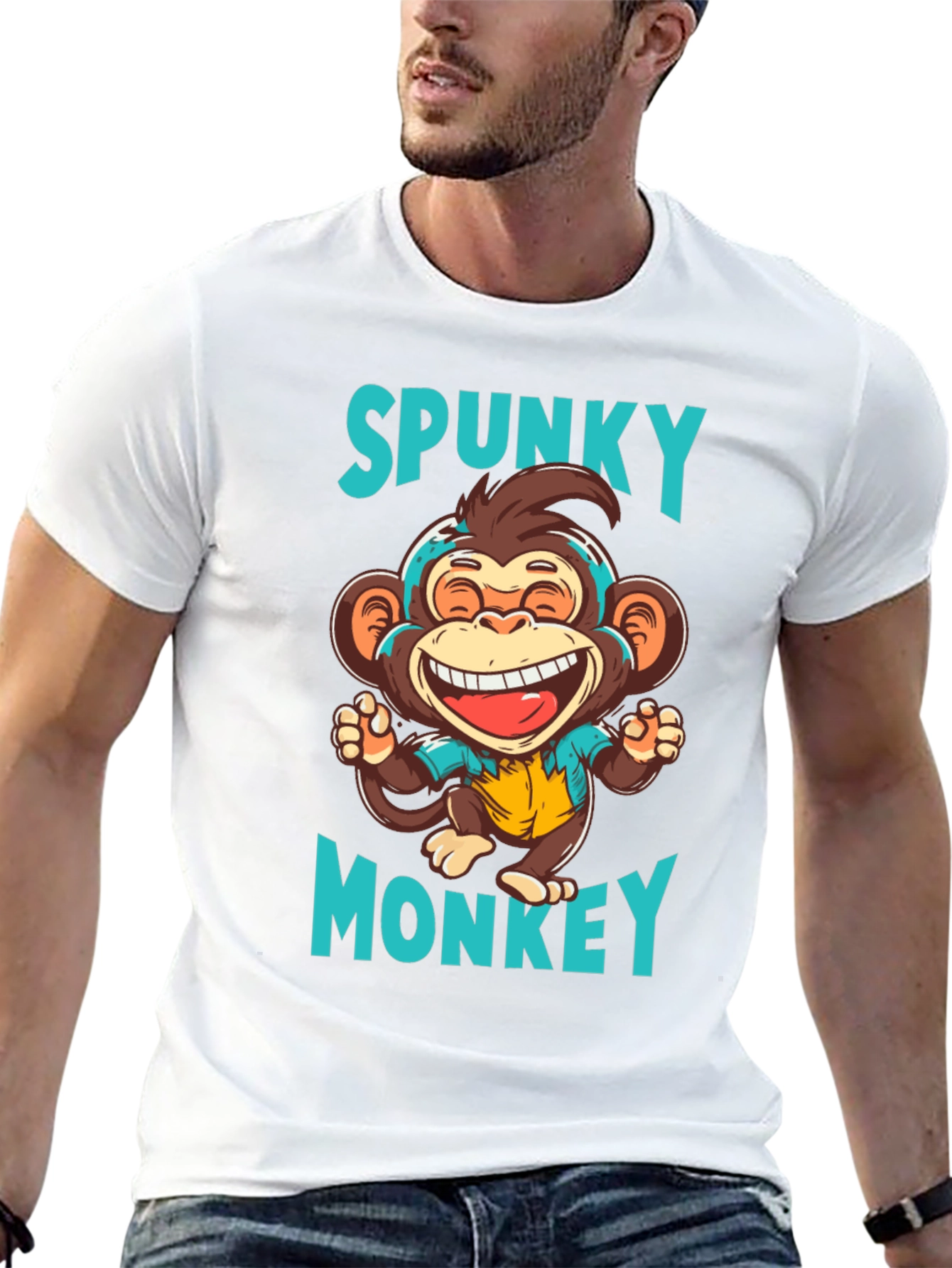 Spunky Monkey Graphic T-Shirt - Black