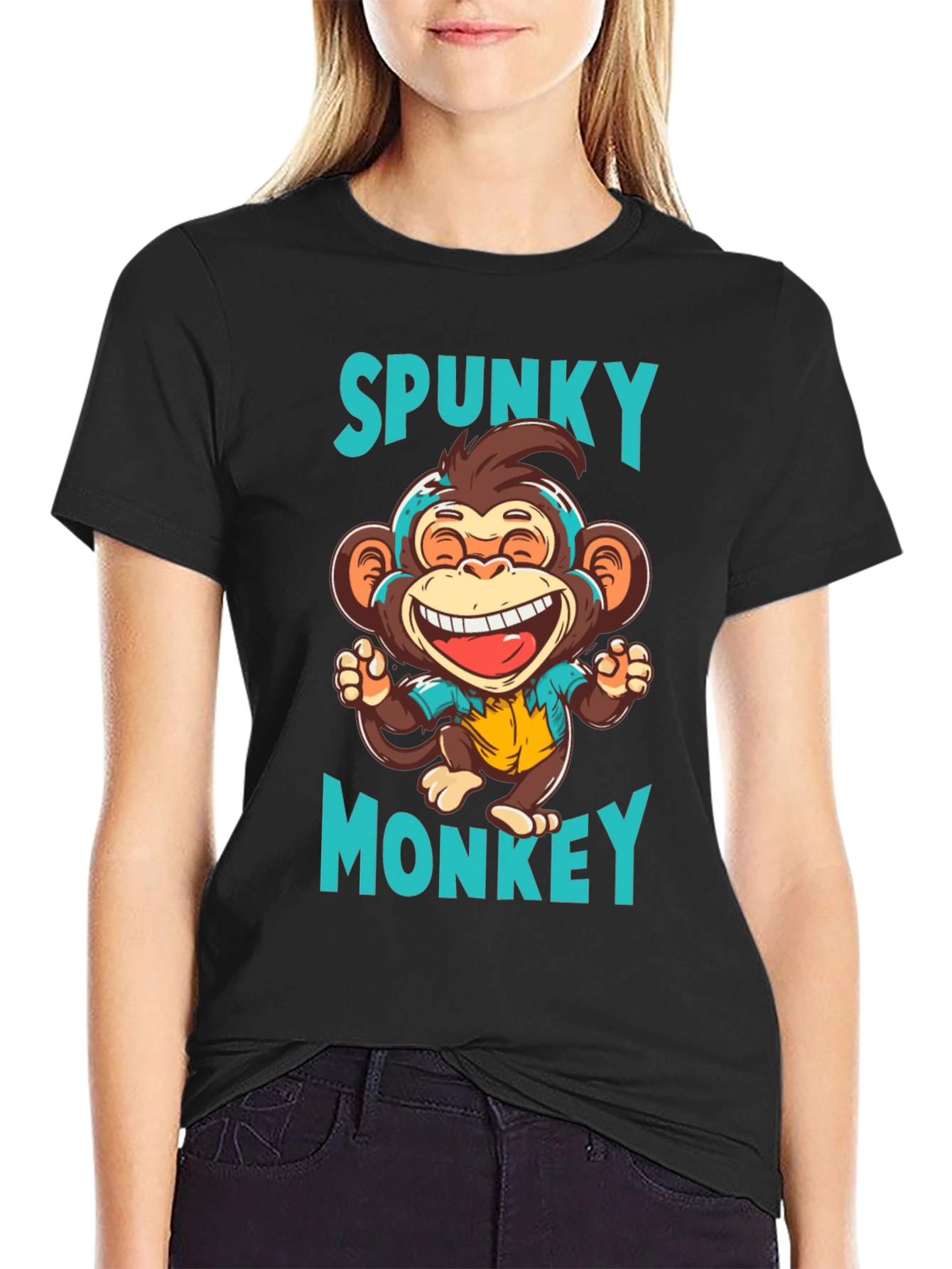 Spunky Monkey Graphic T-Shirt - Black