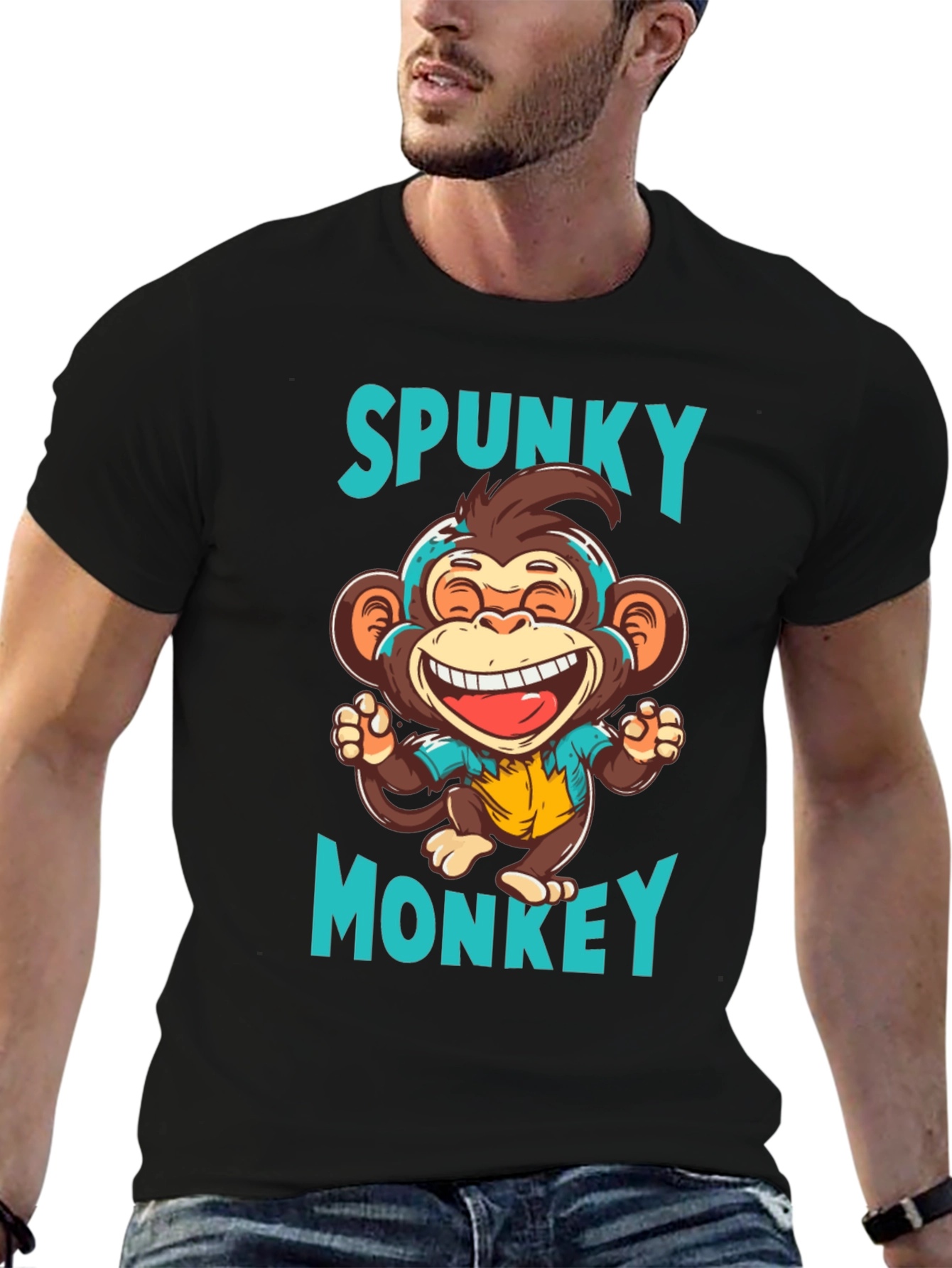 Spunky Monkey Graphic T-Shirt - Black