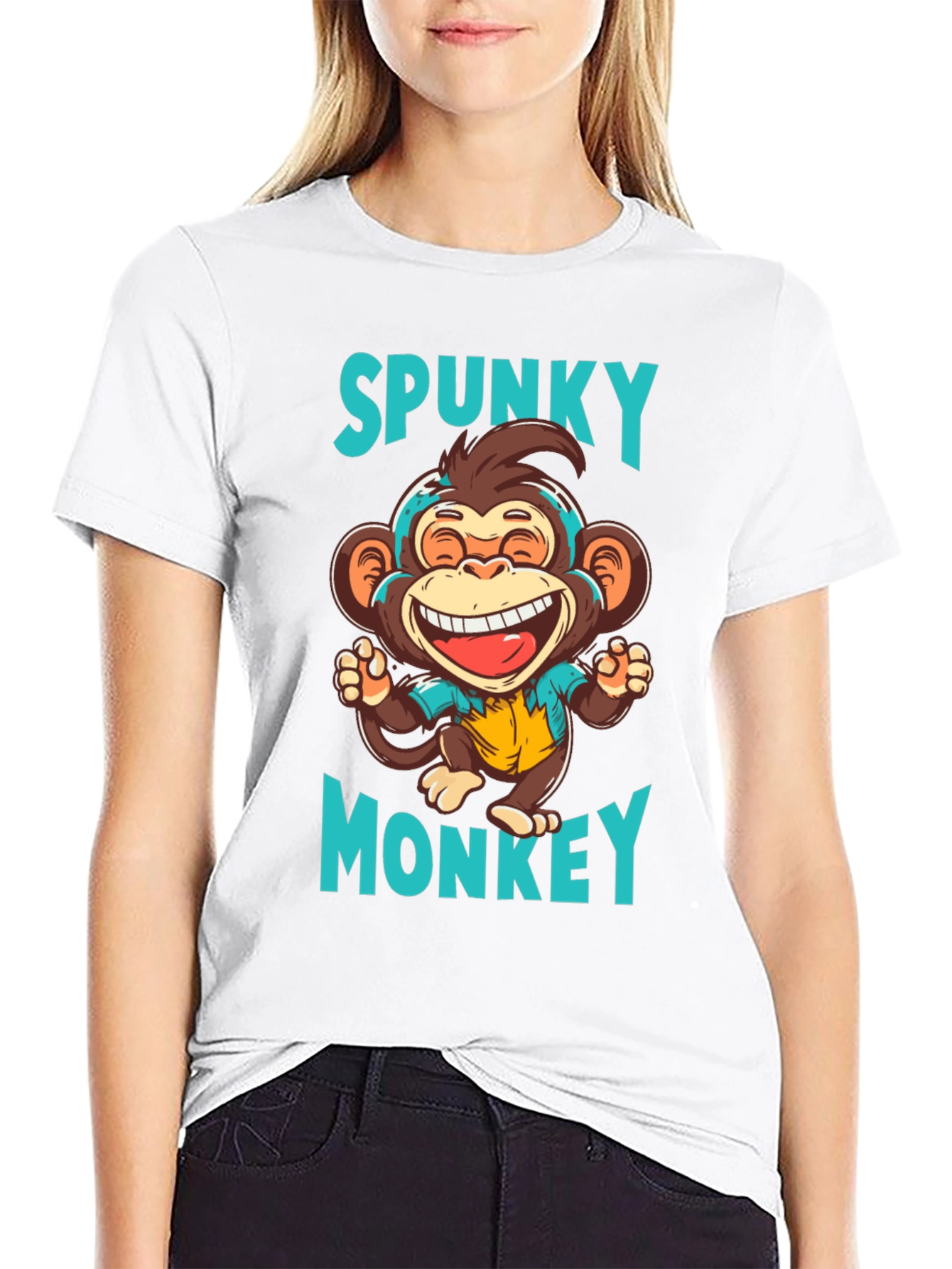 Spunky Monkey Graphic T-Shirt - Black