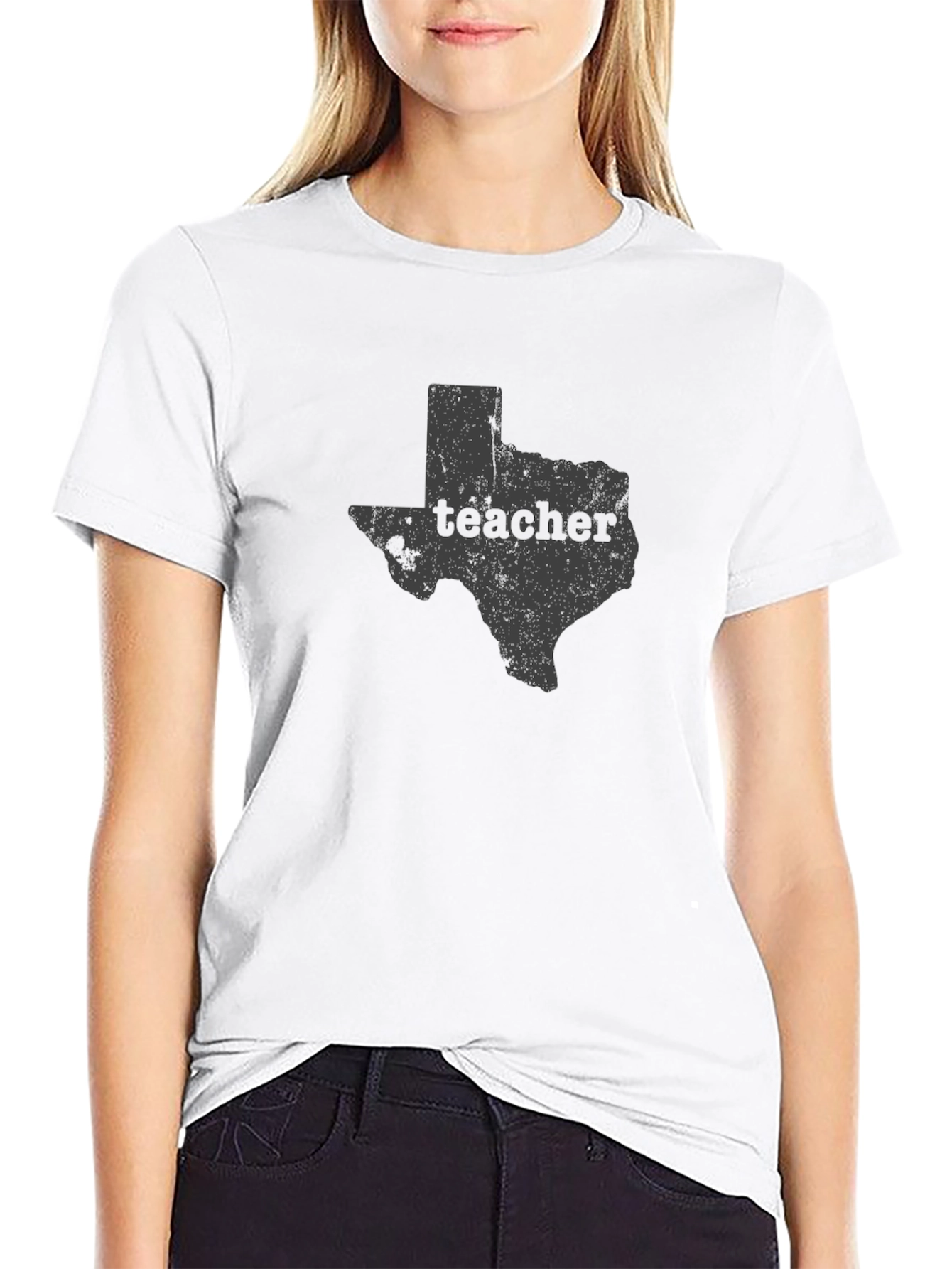 Texas Teacher Graphic Tee - Black Cotton T-Shirt