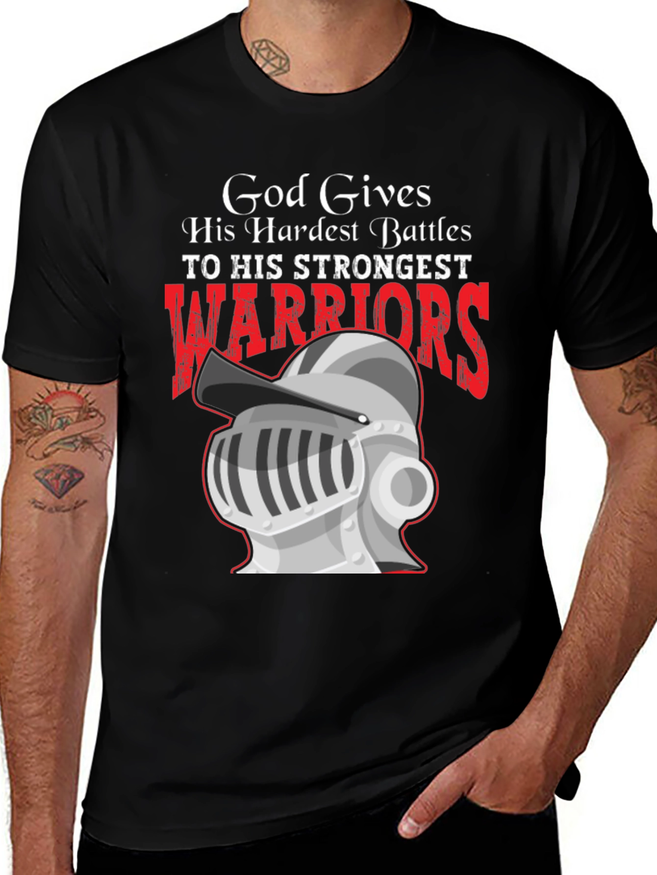 God Gives Battles T-Shirt Warrior Knight Religious Tee
