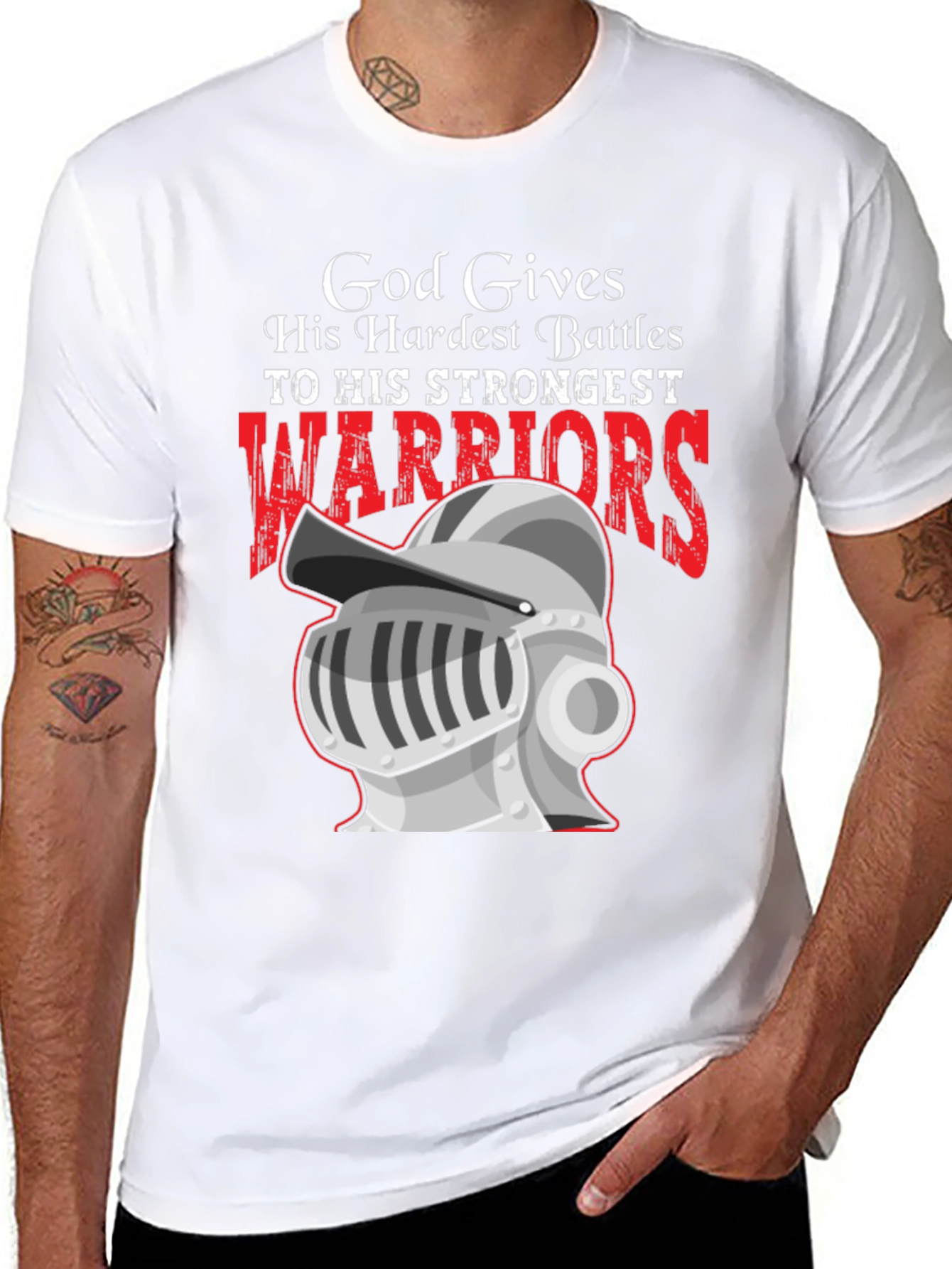 God Gives Battles T-Shirt Warrior Knight Religious Tee