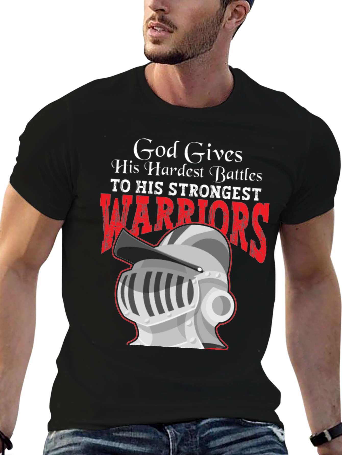 God Gives Battles T-Shirt Warrior Knight Religious Tee