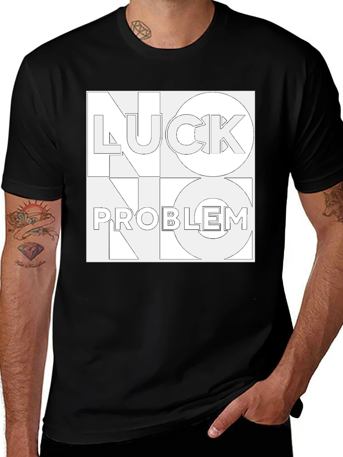 No Luck No Problem Black Graphic Tee