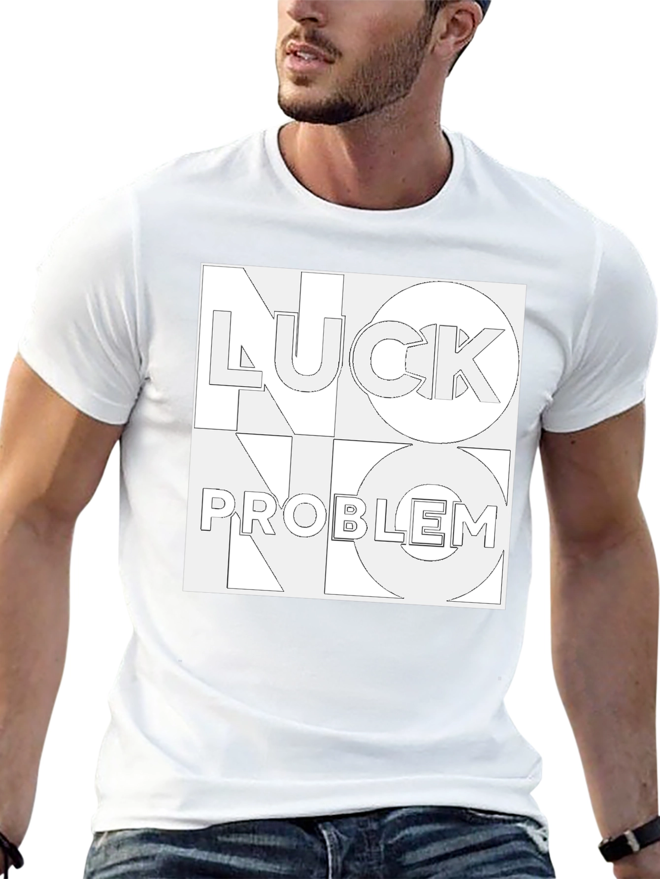 No Luck No Problem Black Graphic Tee